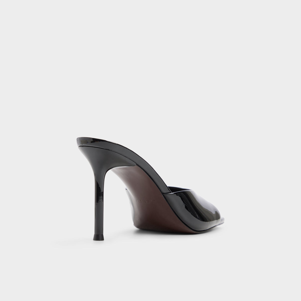 Three-quarter angle of Black Eleonie Heeled mule's back side