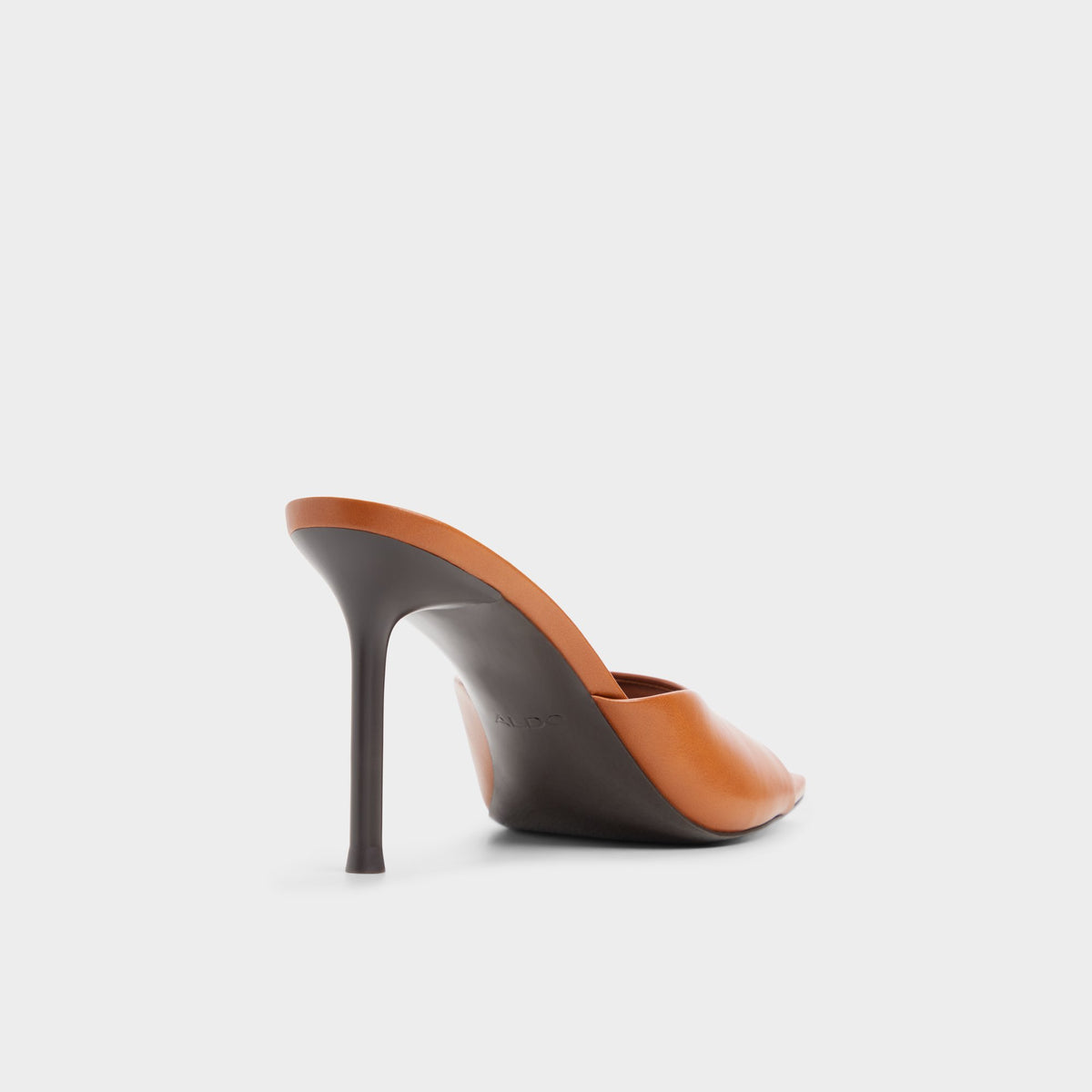 Three-quarter angle of Tan Eleonie Heeled mule's back side