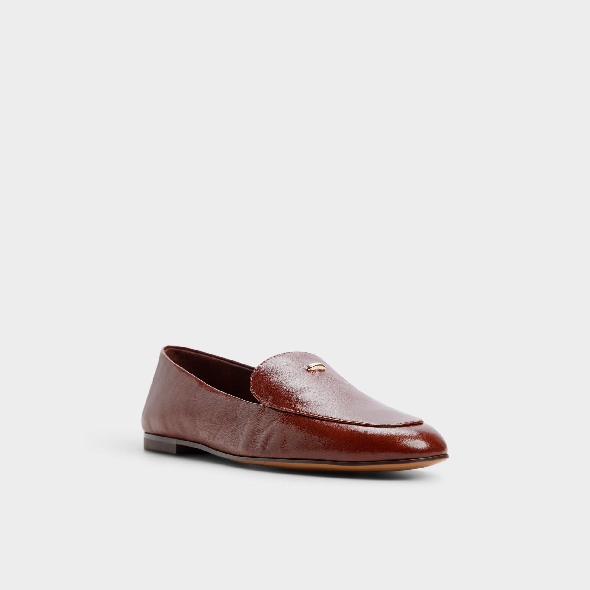 Three-quarter angle of Medium brown Daphia Loafer's front side