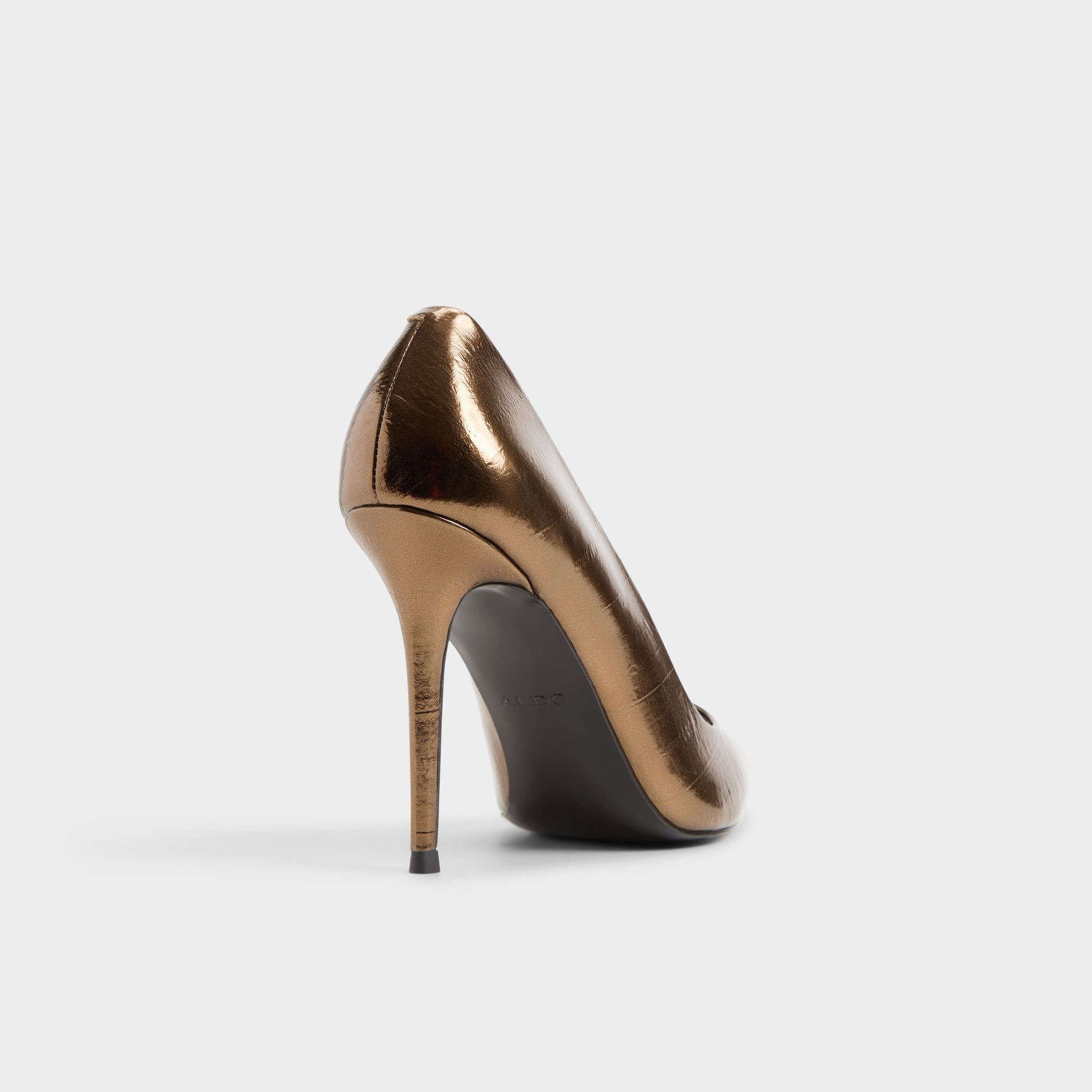 Three-quarter angle of Bronze Stazya Pump's back side