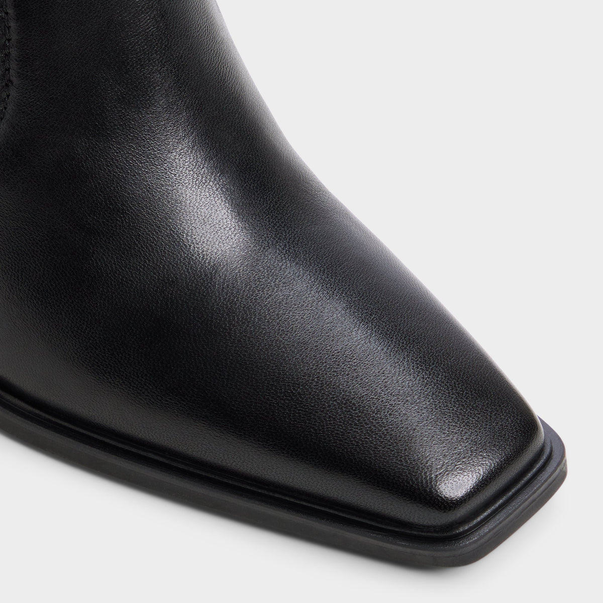 Close-up of the Black Ganinia Block heel ankle boot