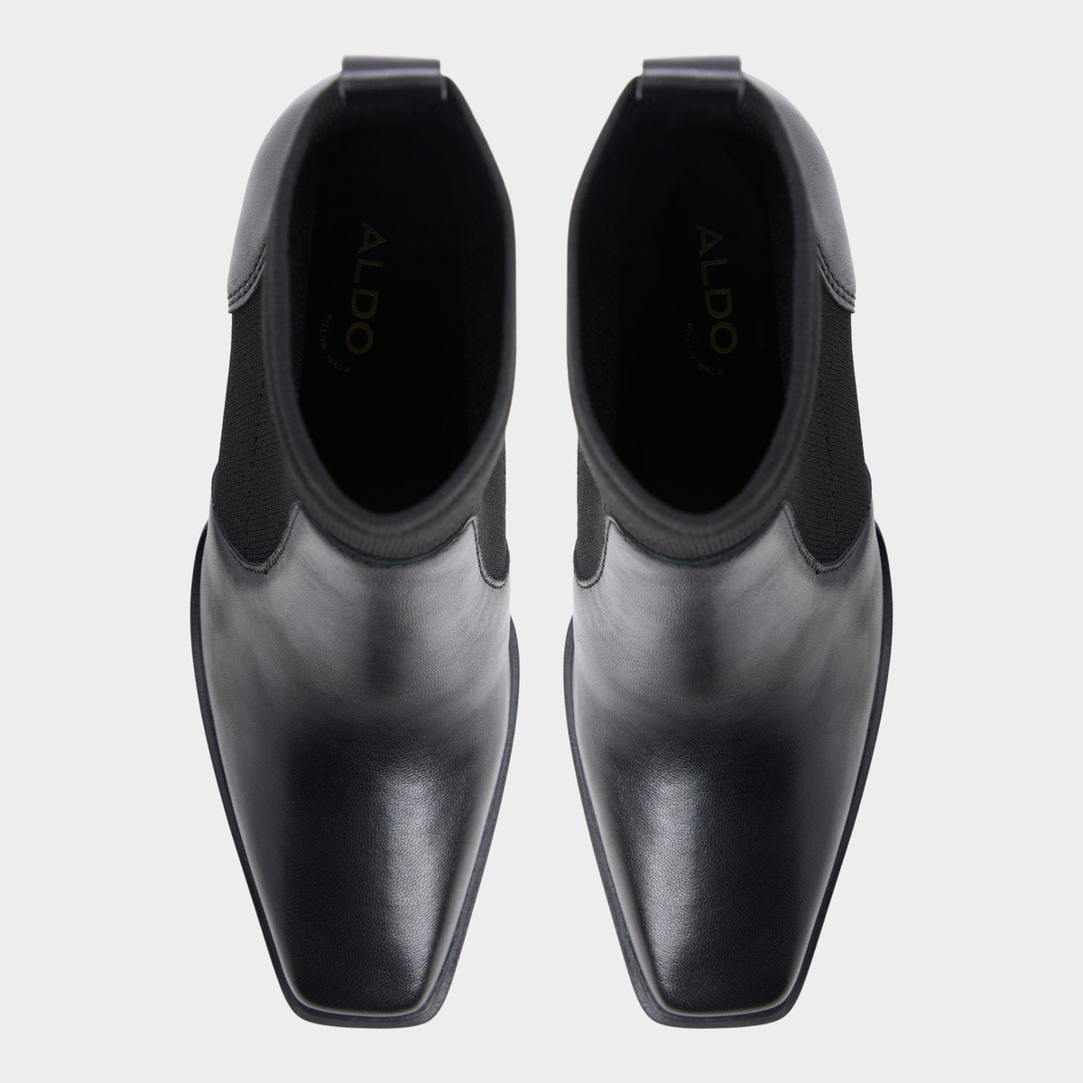 Top-down view of the Black Ganinia Block heel ankle boot