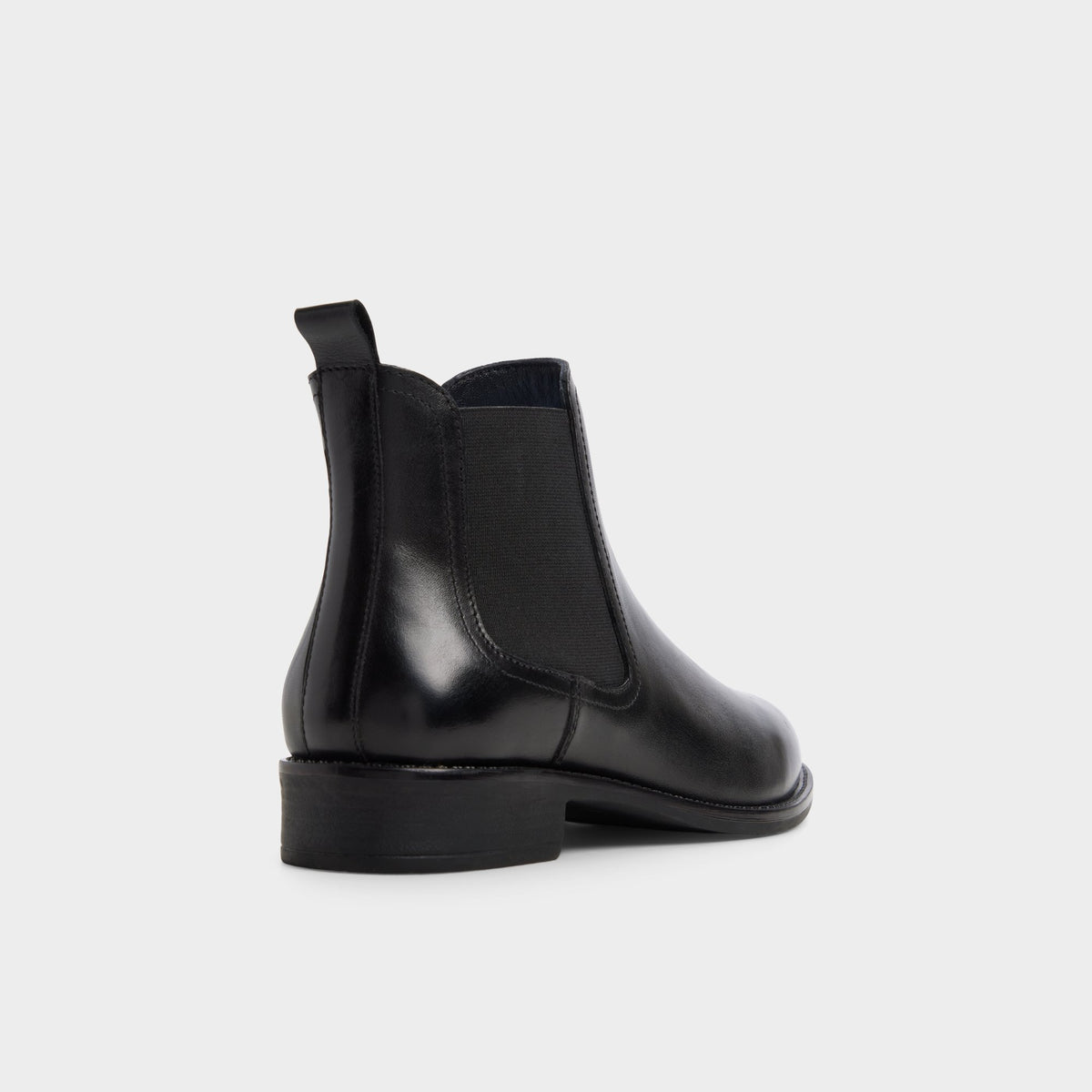 Three-quarter angle of Black Wiconoe Block heel Chelsea boot's back side