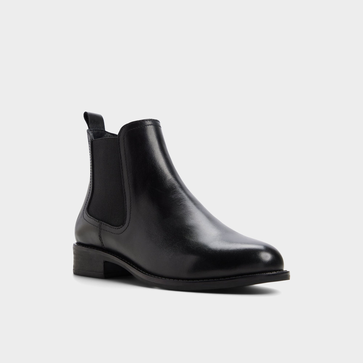 Three-quarter angle of Black Wiconoe Block heel Chelsea boot's front side