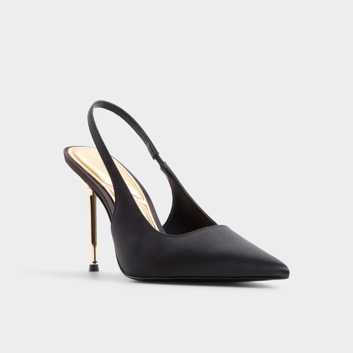 Three-quarter angle of Other black Puckerup Slingback high heel's front side