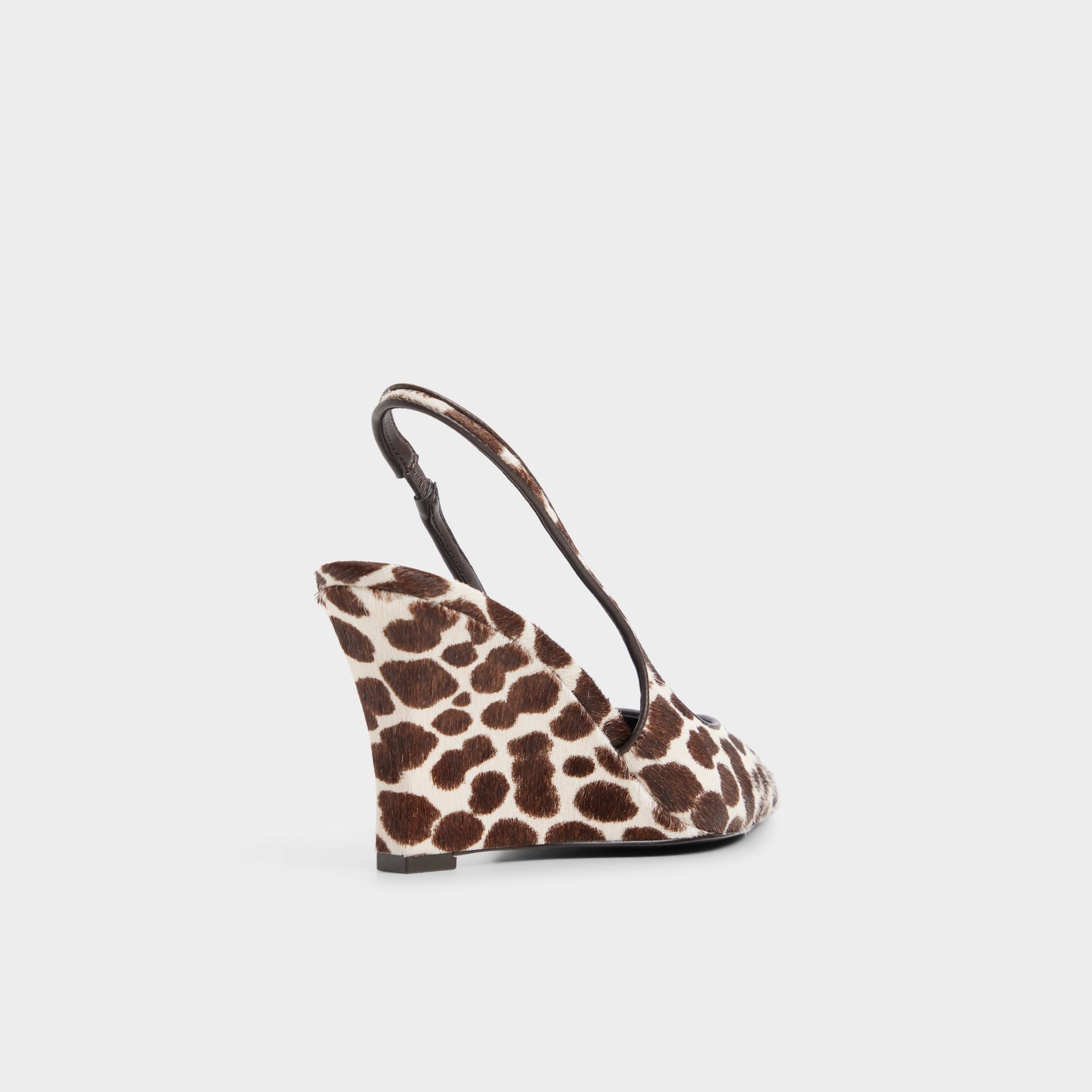 Three-quarter angle of Cream multi Jenadine Slingback wedge's back side