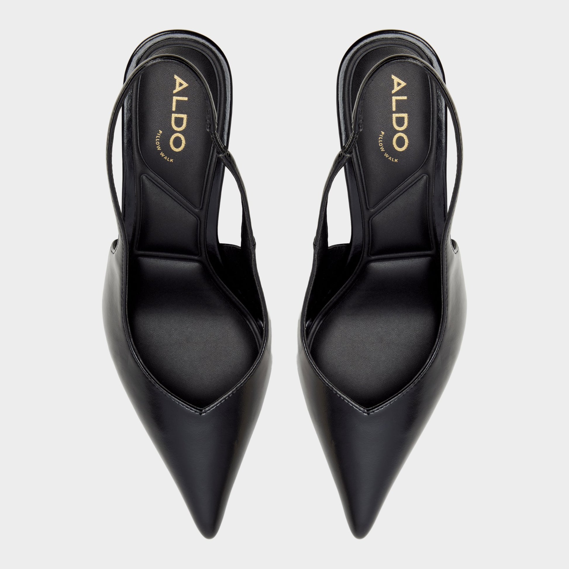 Top-down view of the Black Jenadine Slingback wedge