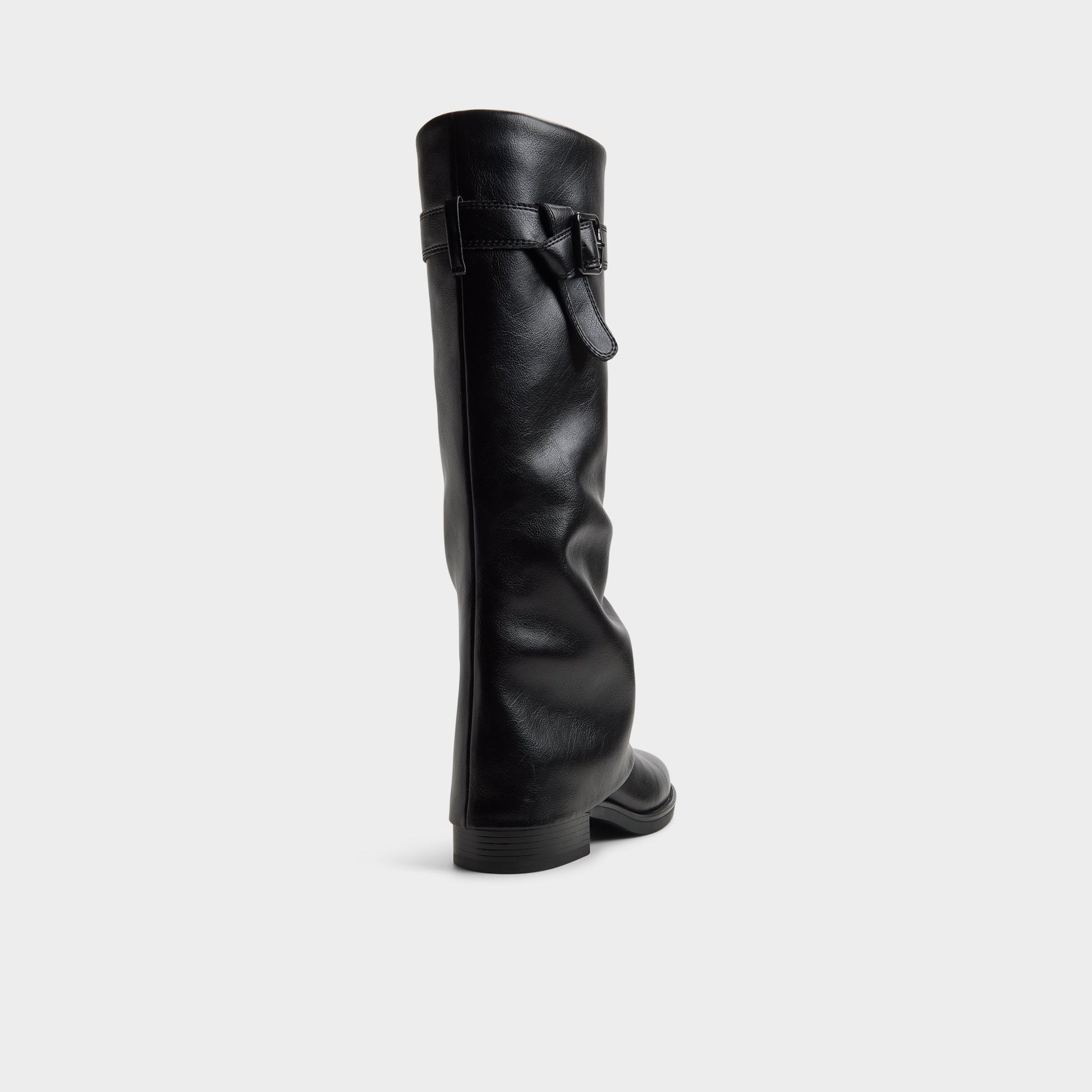 Three-quarter angle of Black Eloewiel Block heel knee-high boot's back side