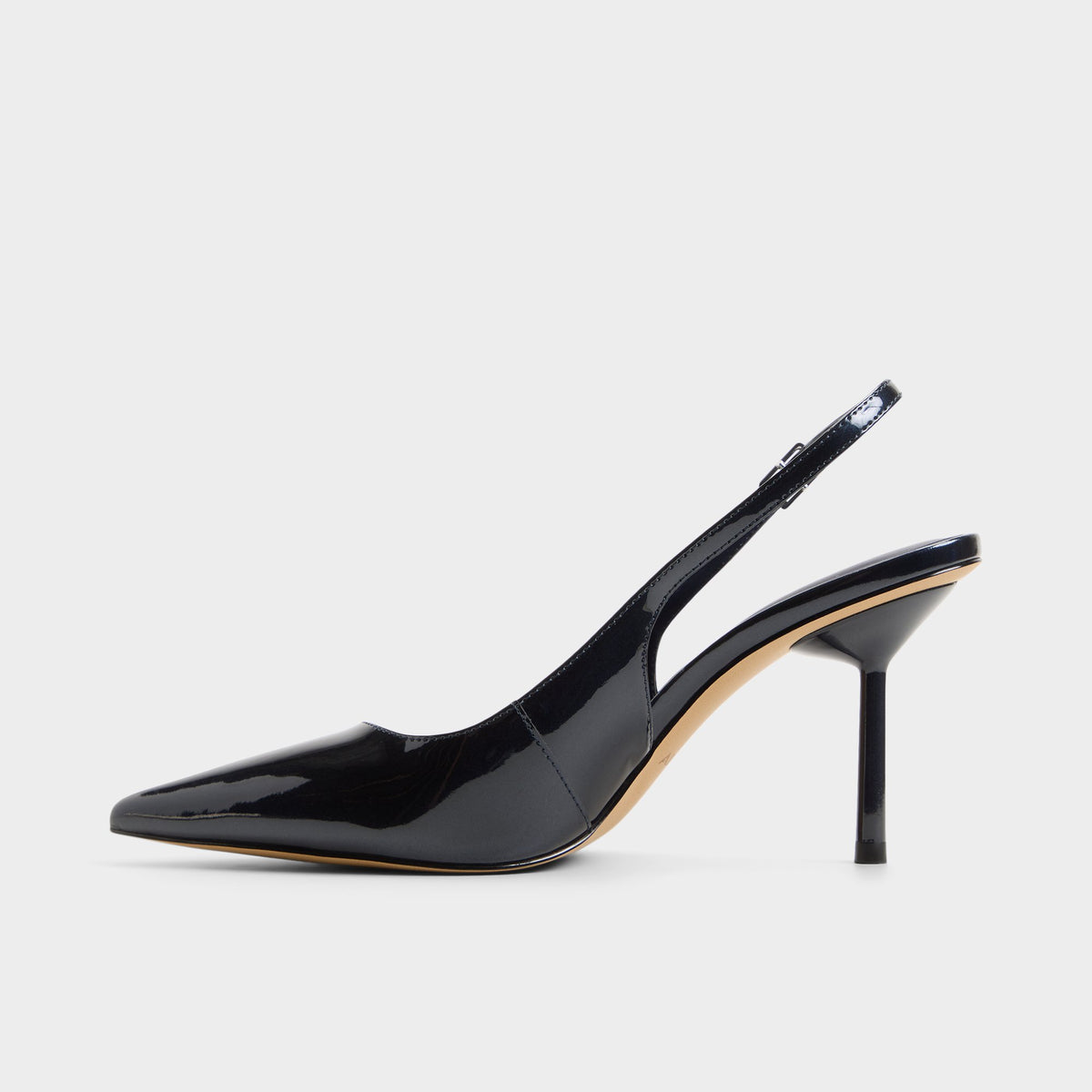 Side view of Other navy Seralina Slingback high heel