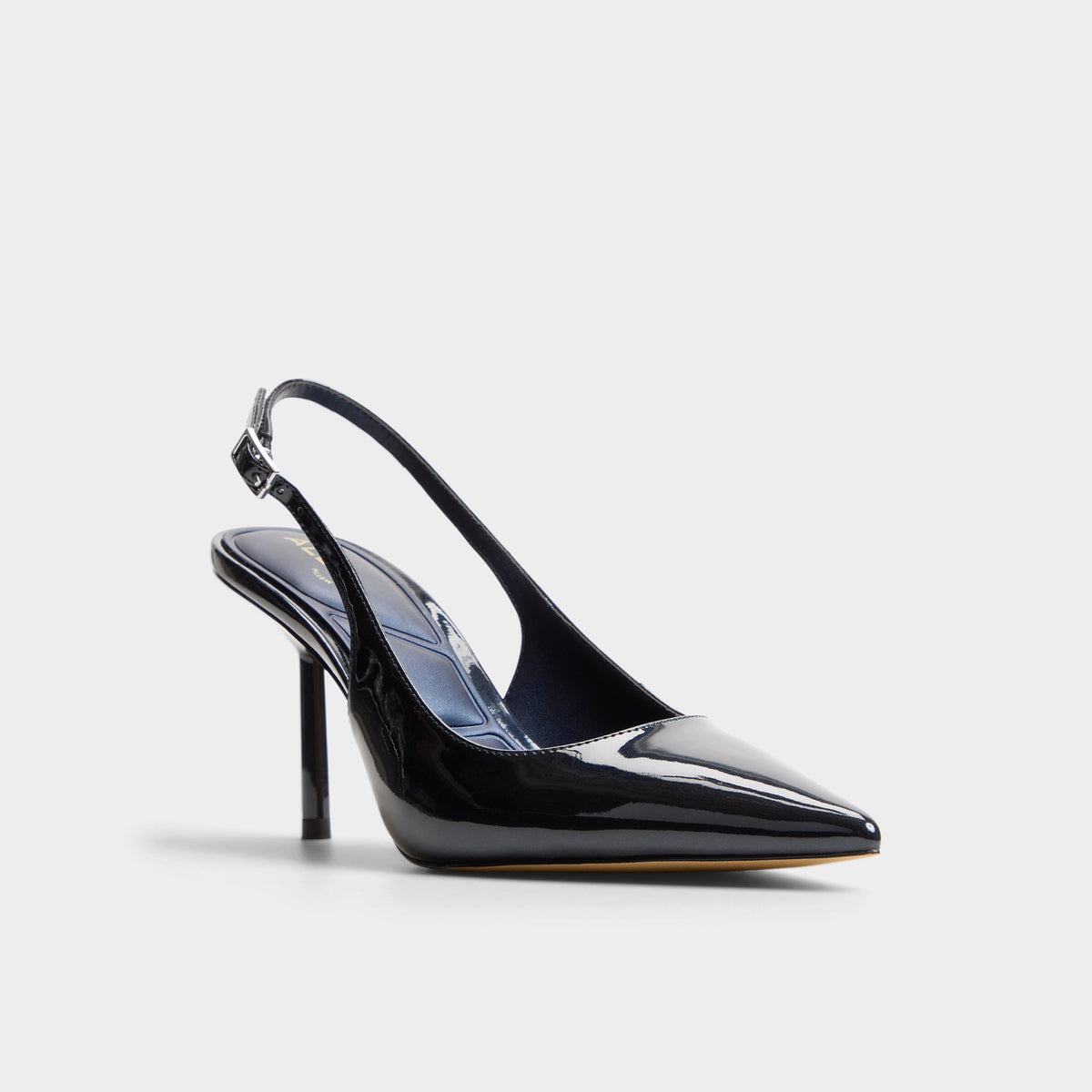 Three-quarter angle of Other navy Seralina Slingback high heel's front side