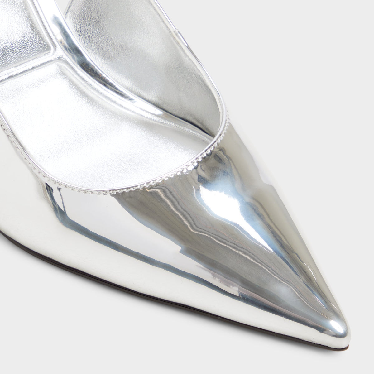 Close-up of the Silver Seralina Slingback high heel