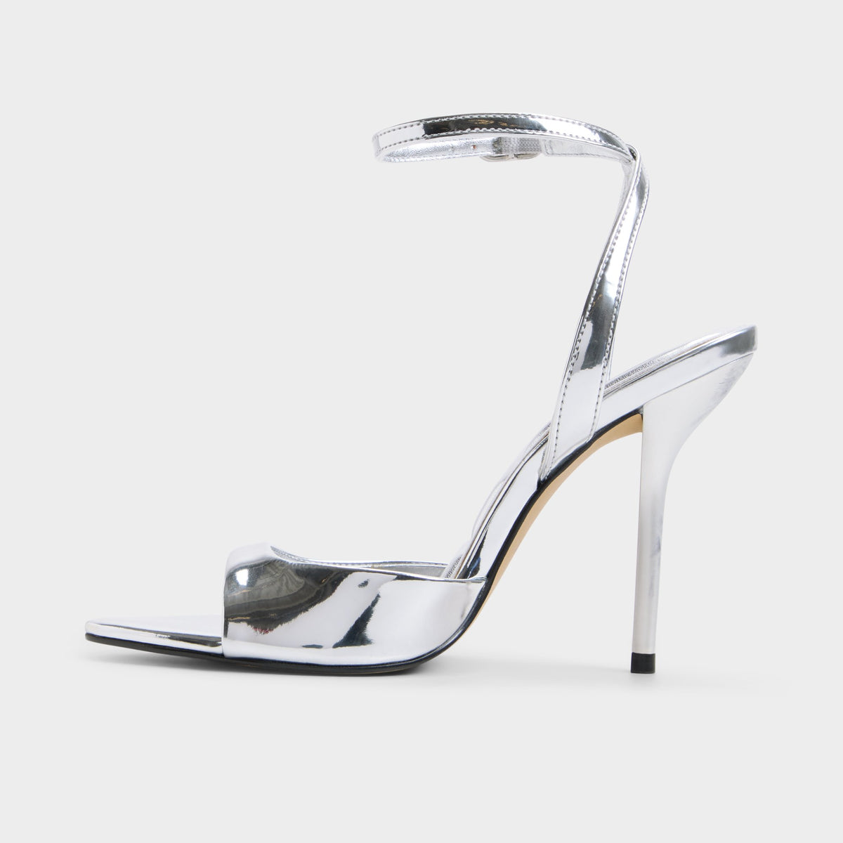 Side view of Silver Forevermore Strappy heeled sandal