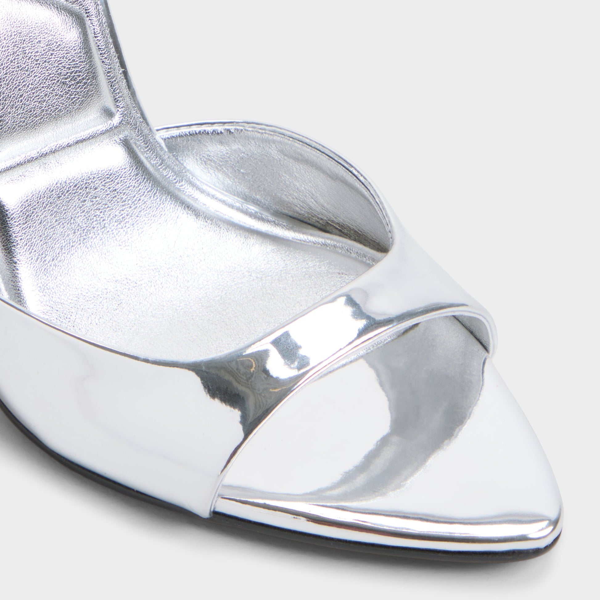 Close-up of the Silver Forevermore Strappy heeled sandal