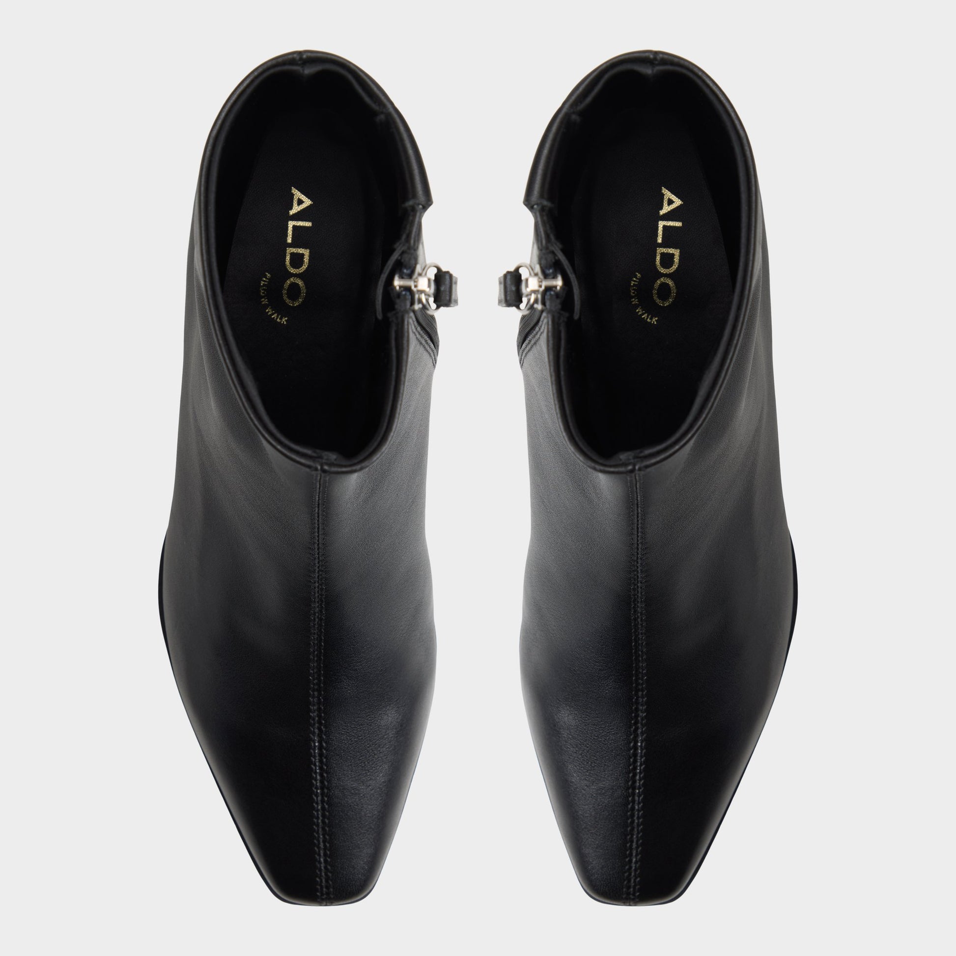 Top-down view of the Black Zaylaa Block heel ankle boot