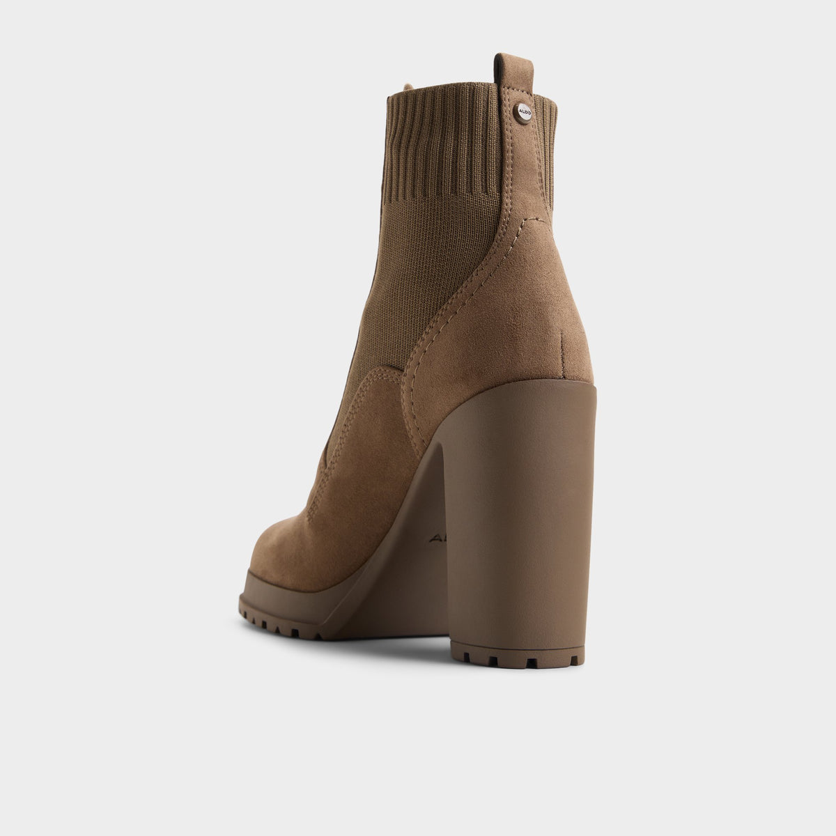 Side view of Khaki Rebellious Lug sole combat boot