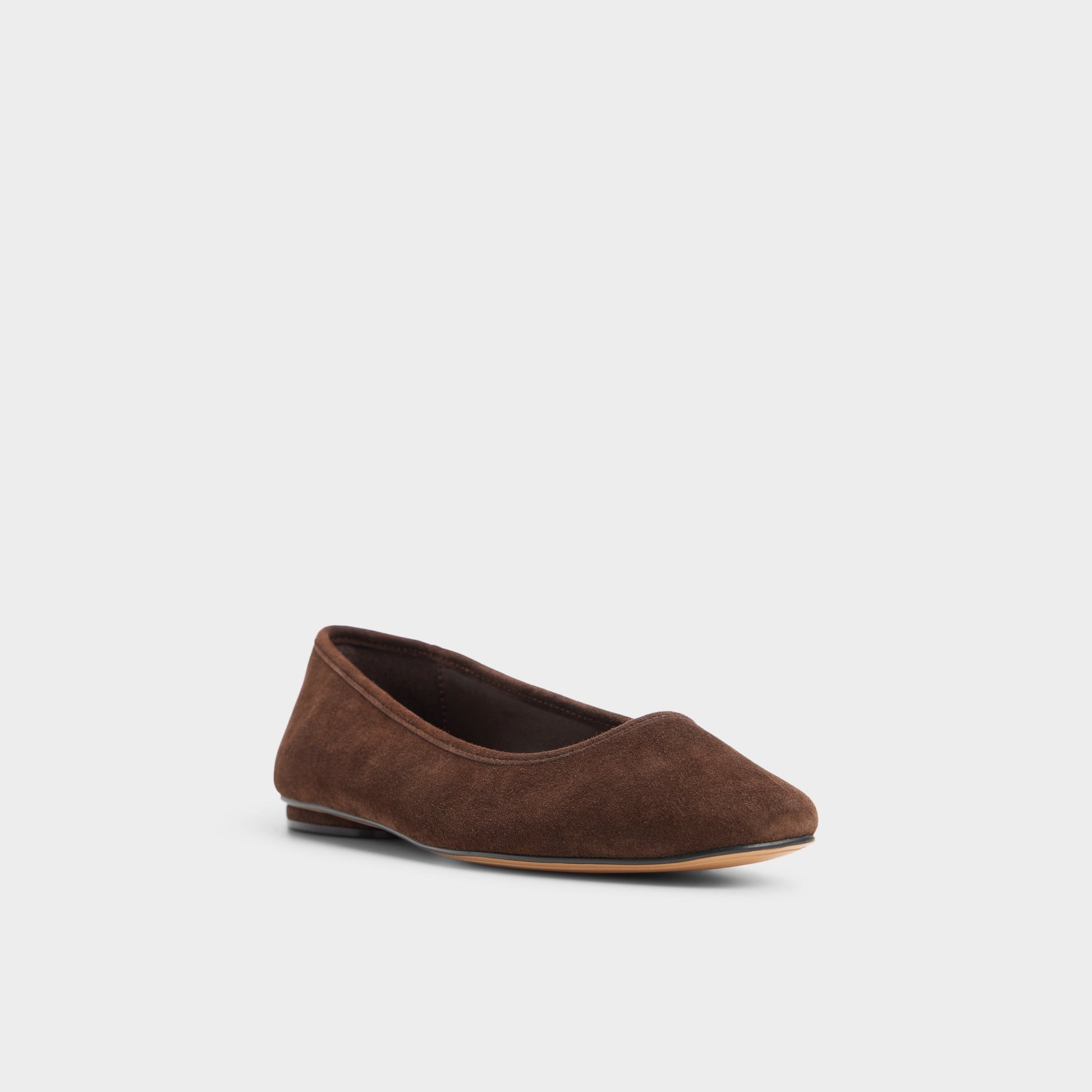 Three-quarter angle of Dark brown Lailana Ballerina's front side