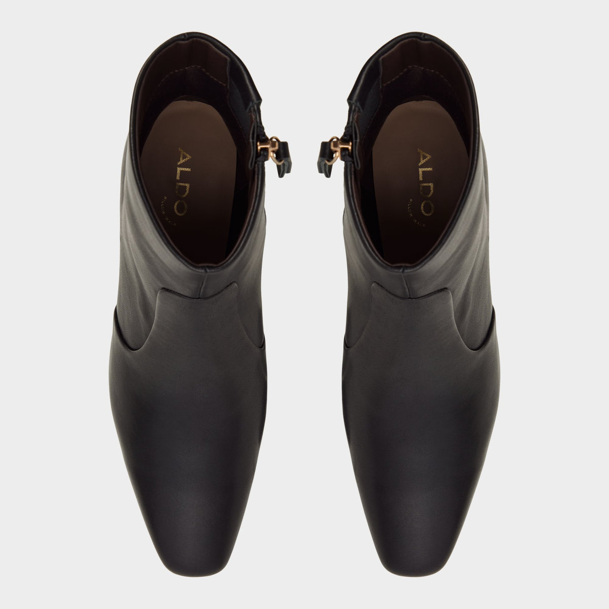 Top-down view of the Black Frannie Block heel western boot