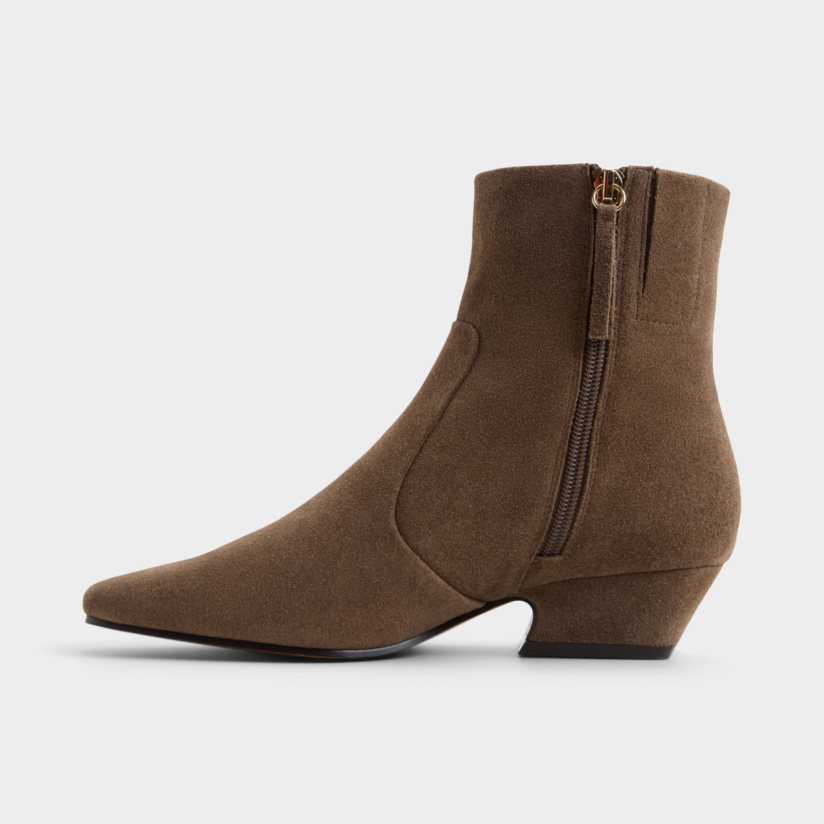 Vue latérale de Khaki Frannie Botte western à talon bloc