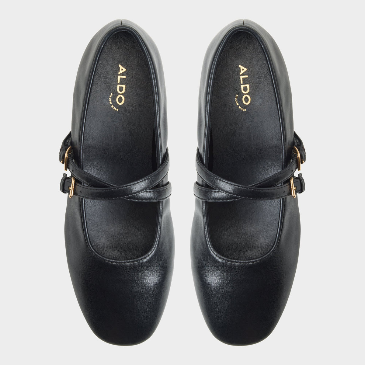 Top-down view of the Black Elinora Ballet flat