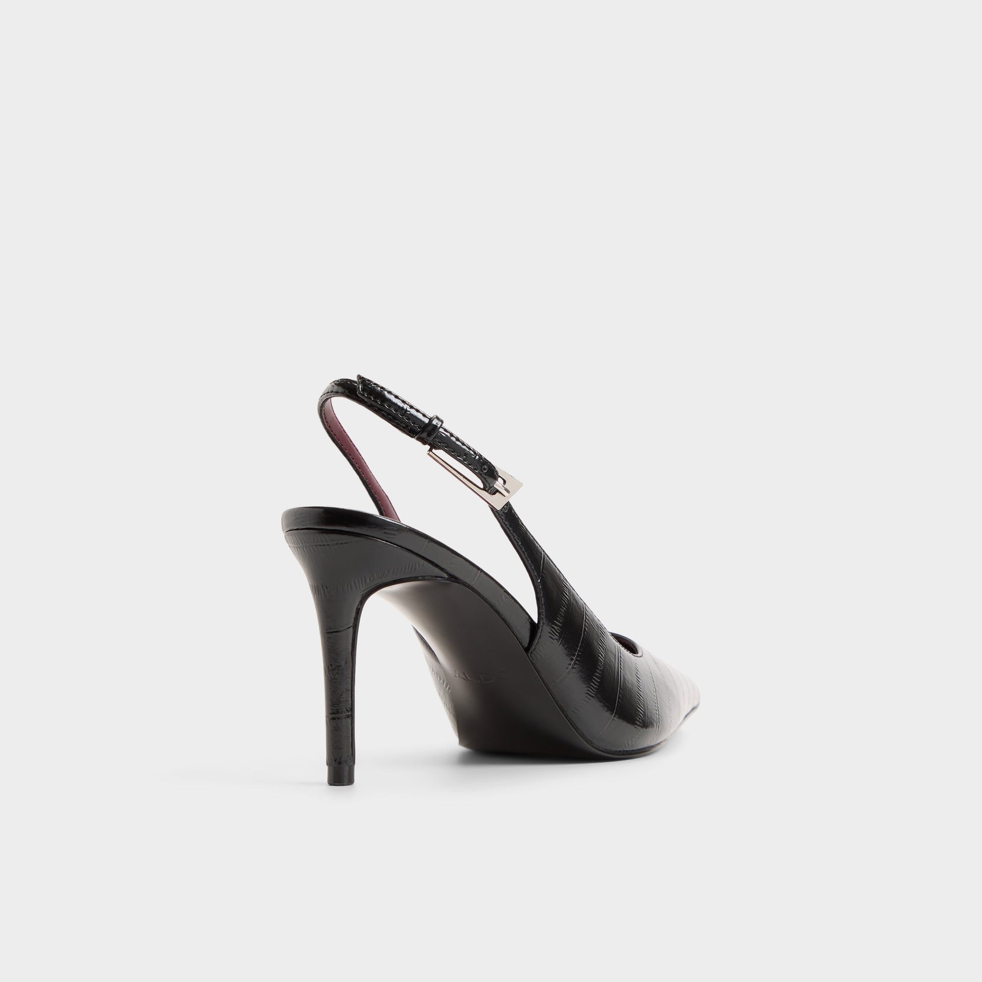 Three-quarter angle of Black Syliaah Slingback high heel's back side