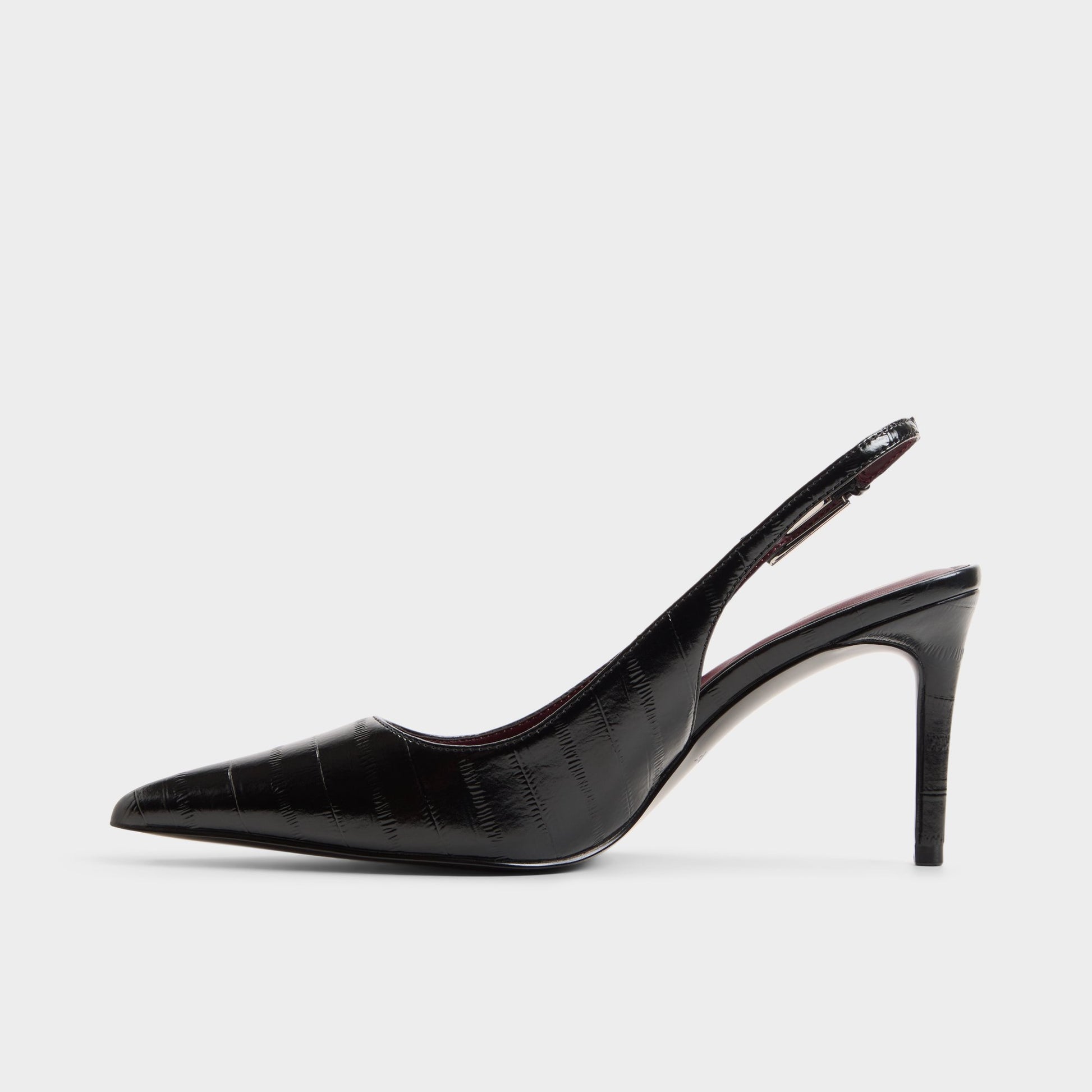 Side view of Black Syliaah Slingback high heel