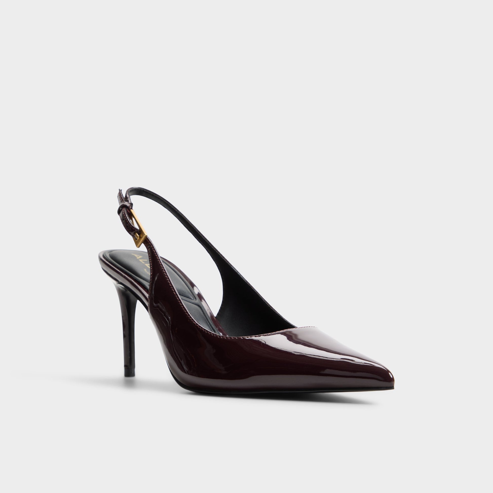 Three-quarter angle of Burgundy Syliaah Slingback high heel's front side