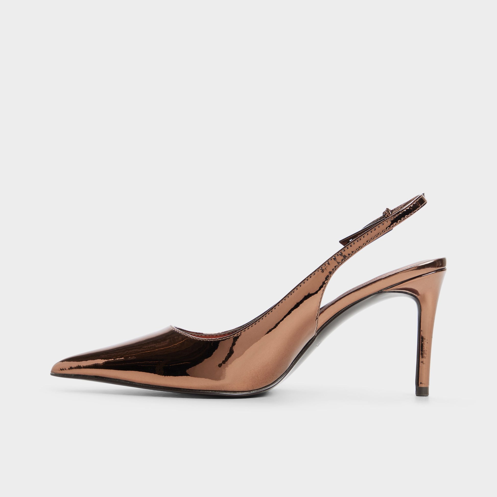 Side view of Dark brown Syliaah Slingback high heel