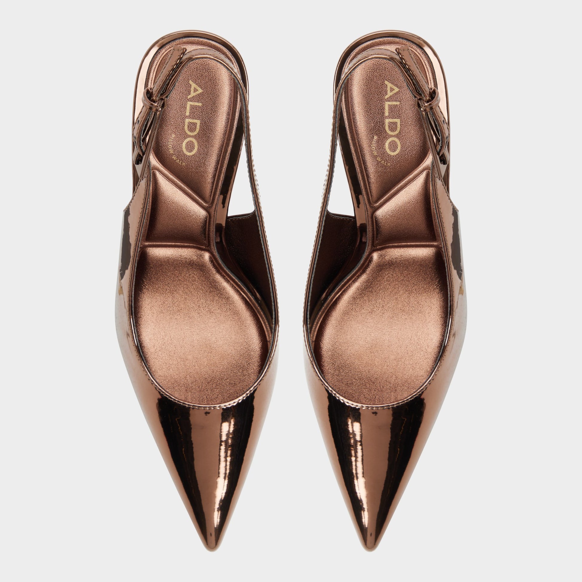 Top-down view of the Dark brown Syliaah Slingback high heel