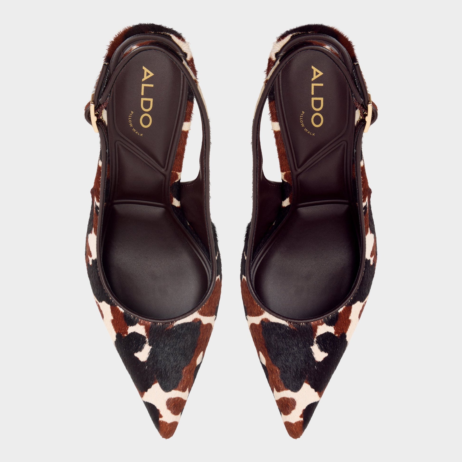 Top-down view of the Open brown Stessysling2.0 Slingback high heel