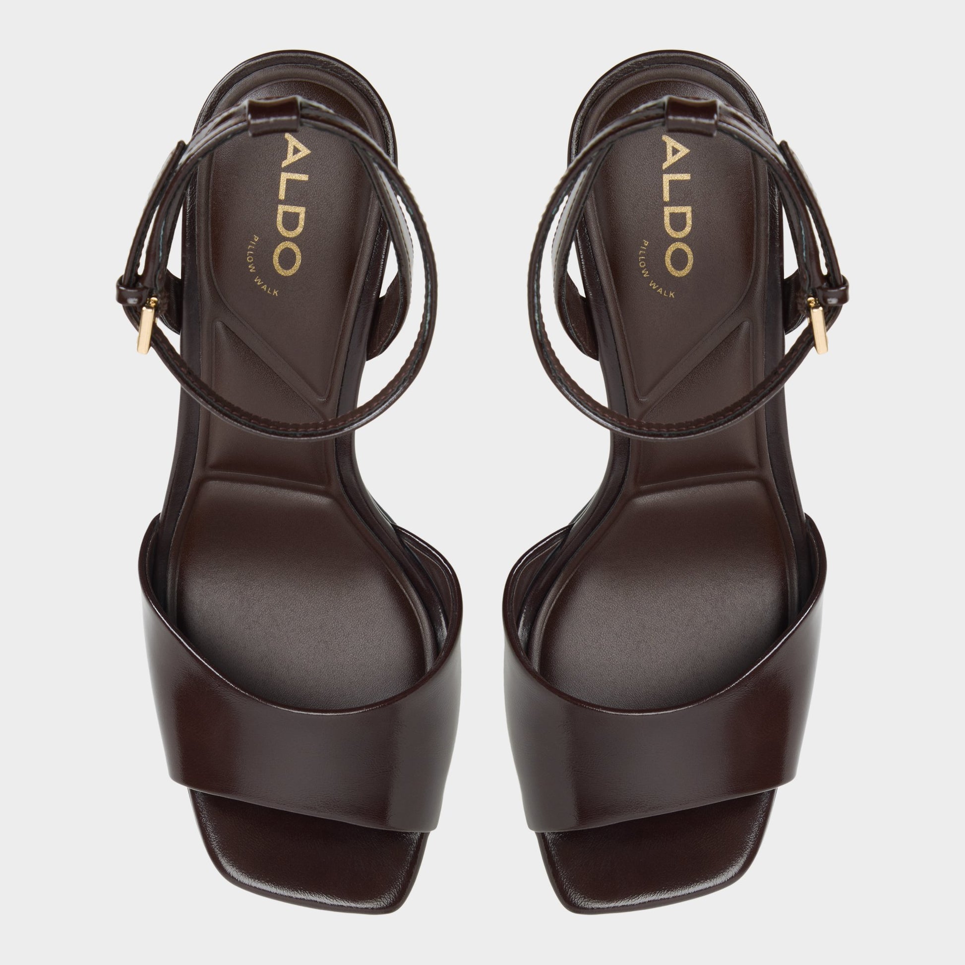Top-down view of the Dark brown Chicgleam Strappy heeled sandal