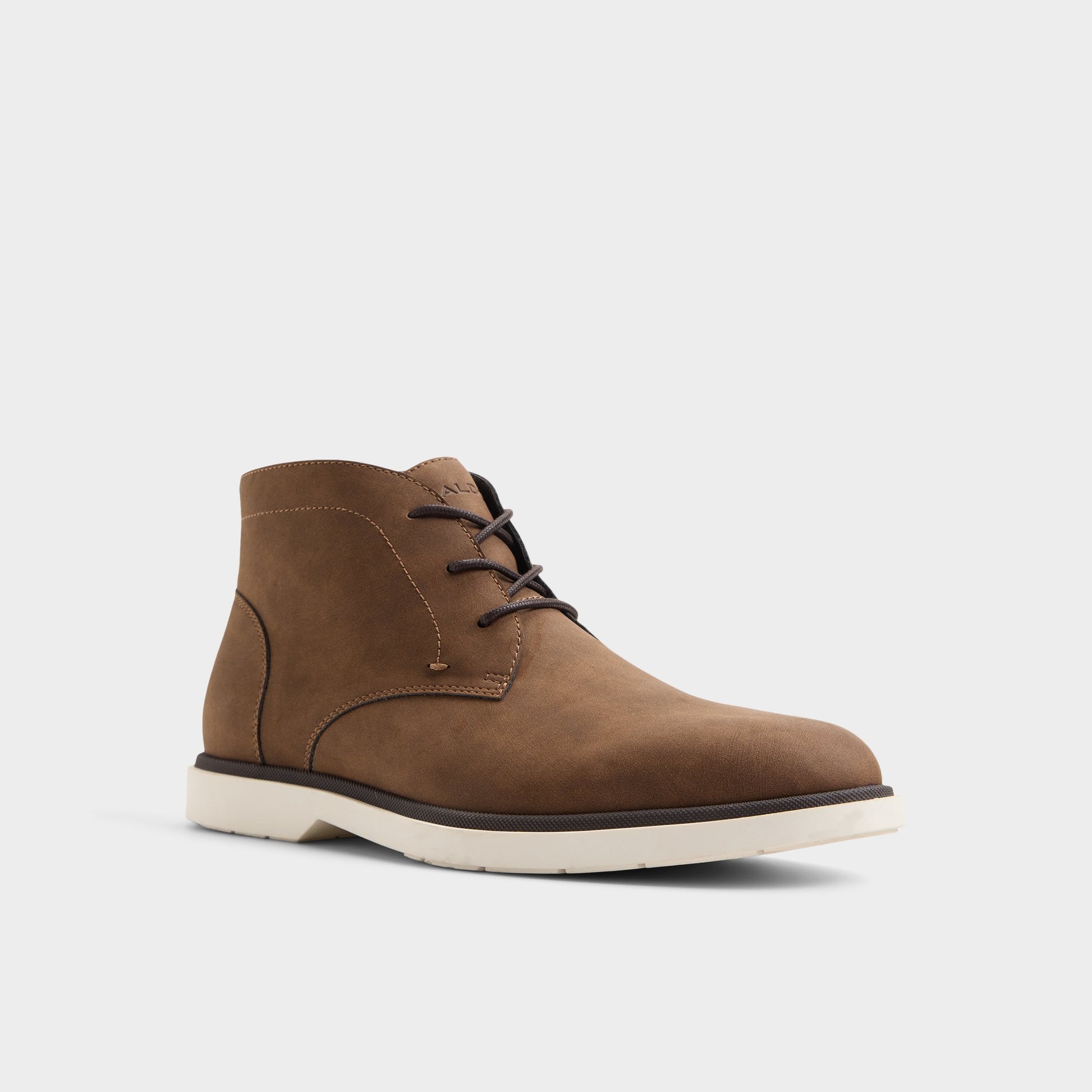 Three-quarter angle of Brown Camdan Chukka boot's front side