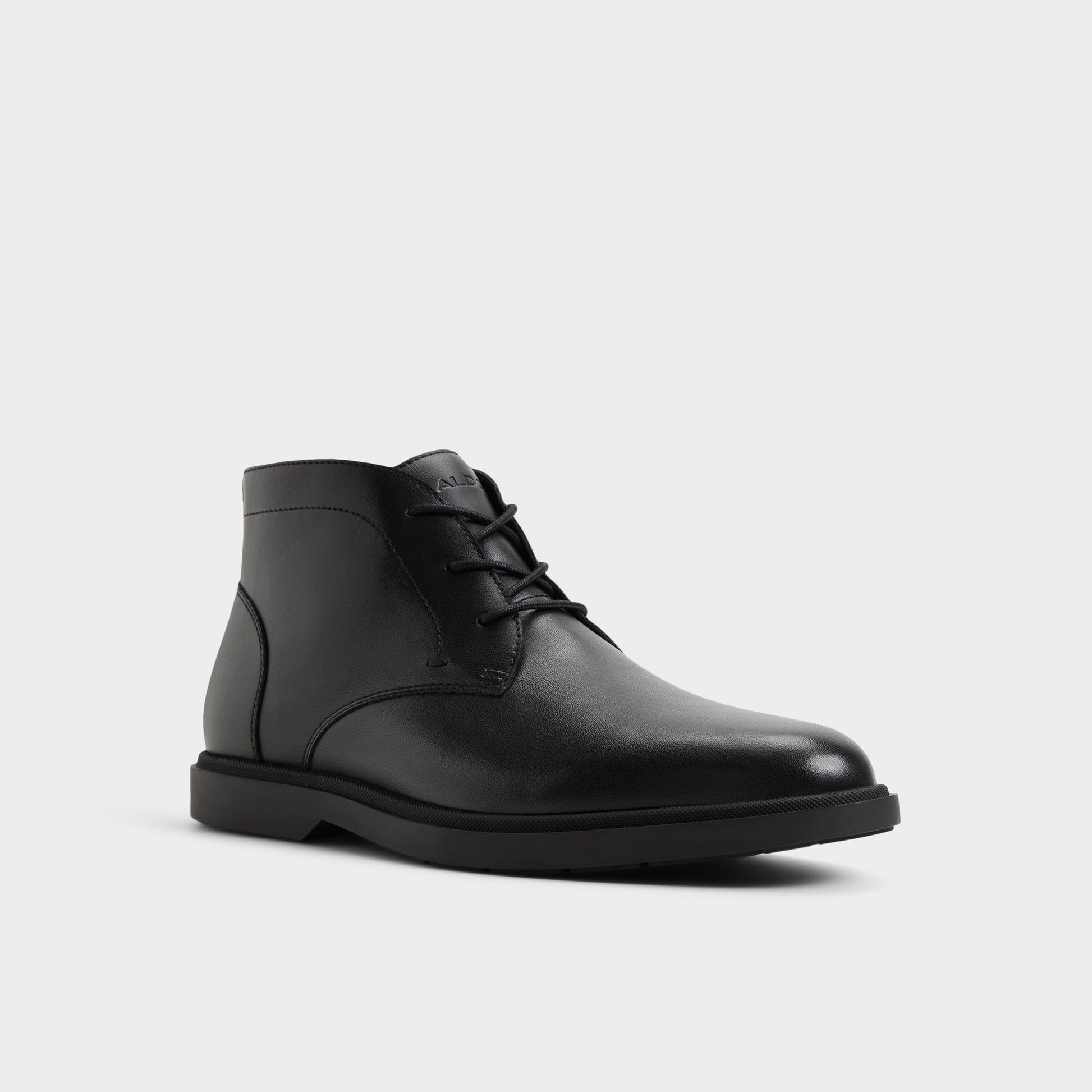 Three-quarter angle of Black Camdan Chukka boot's front side