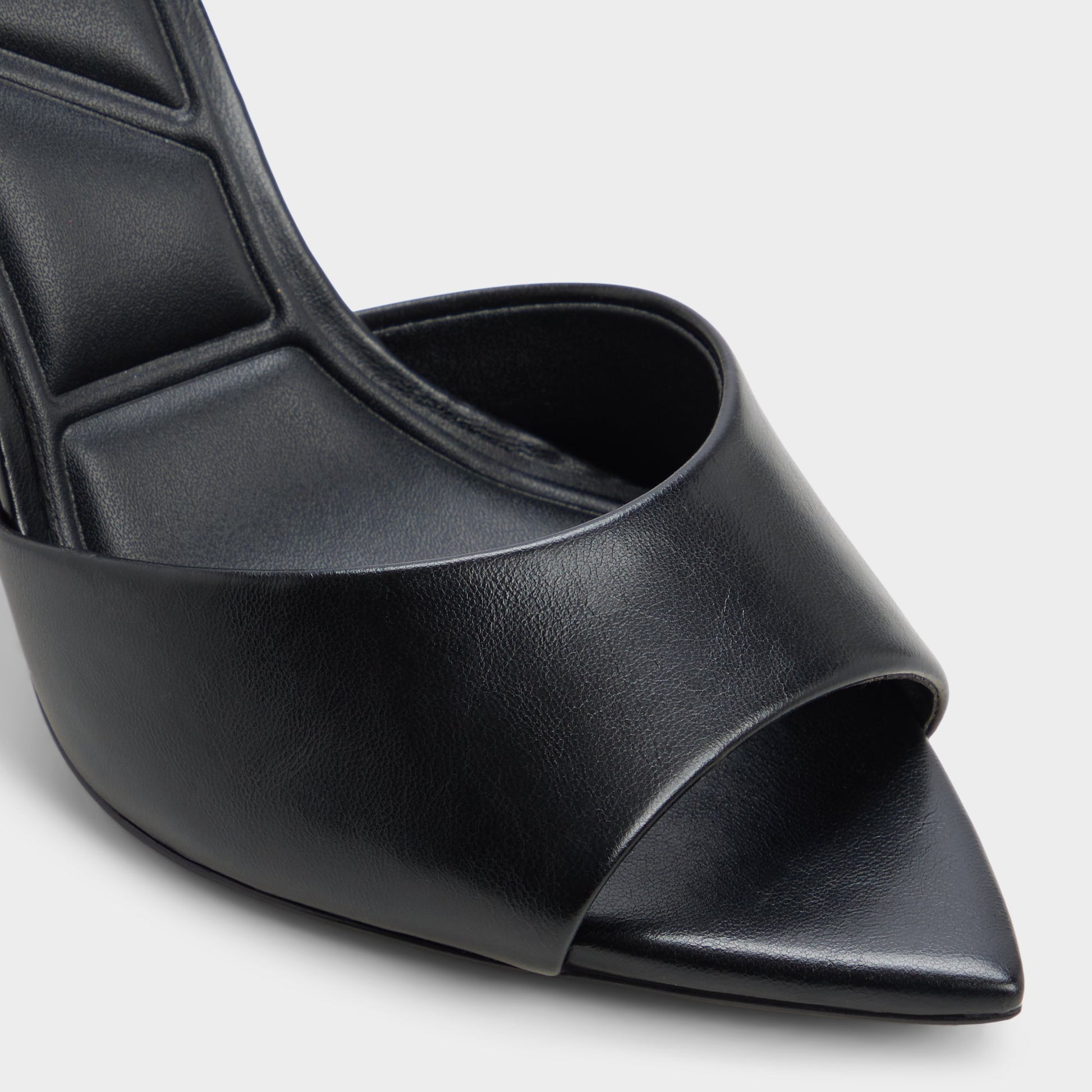 Close-up of the Open black Anniebrilden Heeled mule