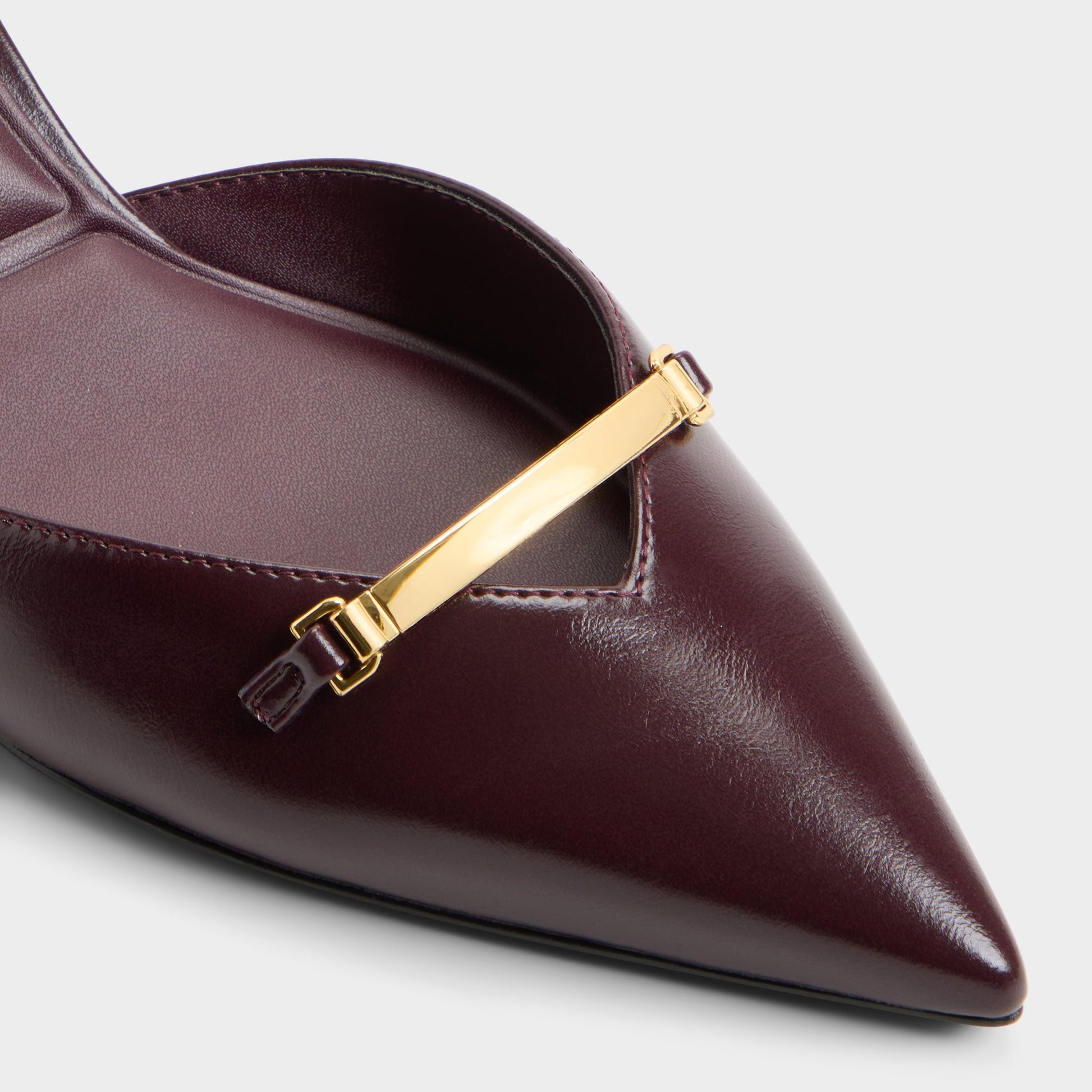 Close-up of the Burgundy Nailah Slingback kitten heel
