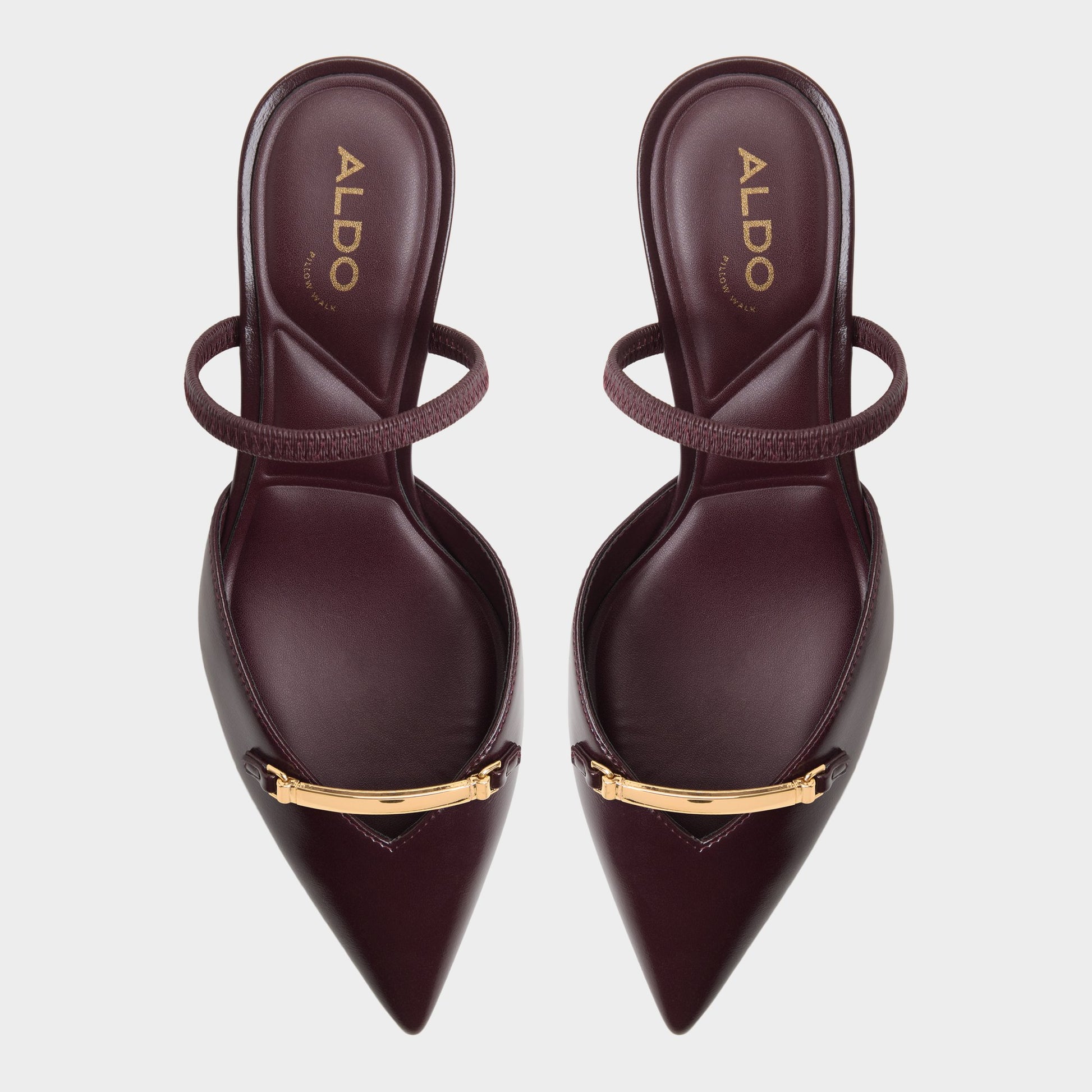 Top-down view of the Burgundy Nailah Slingback kitten heel
