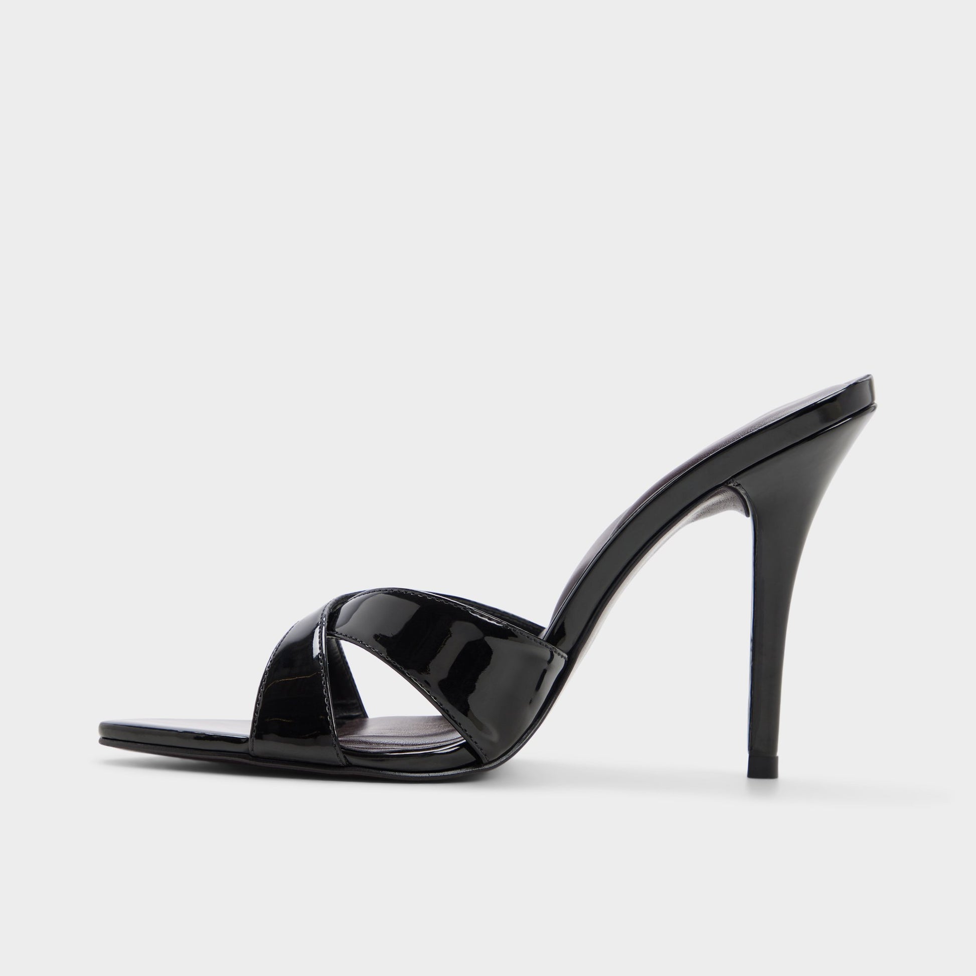 Side view of Black Amandah Heeled mule