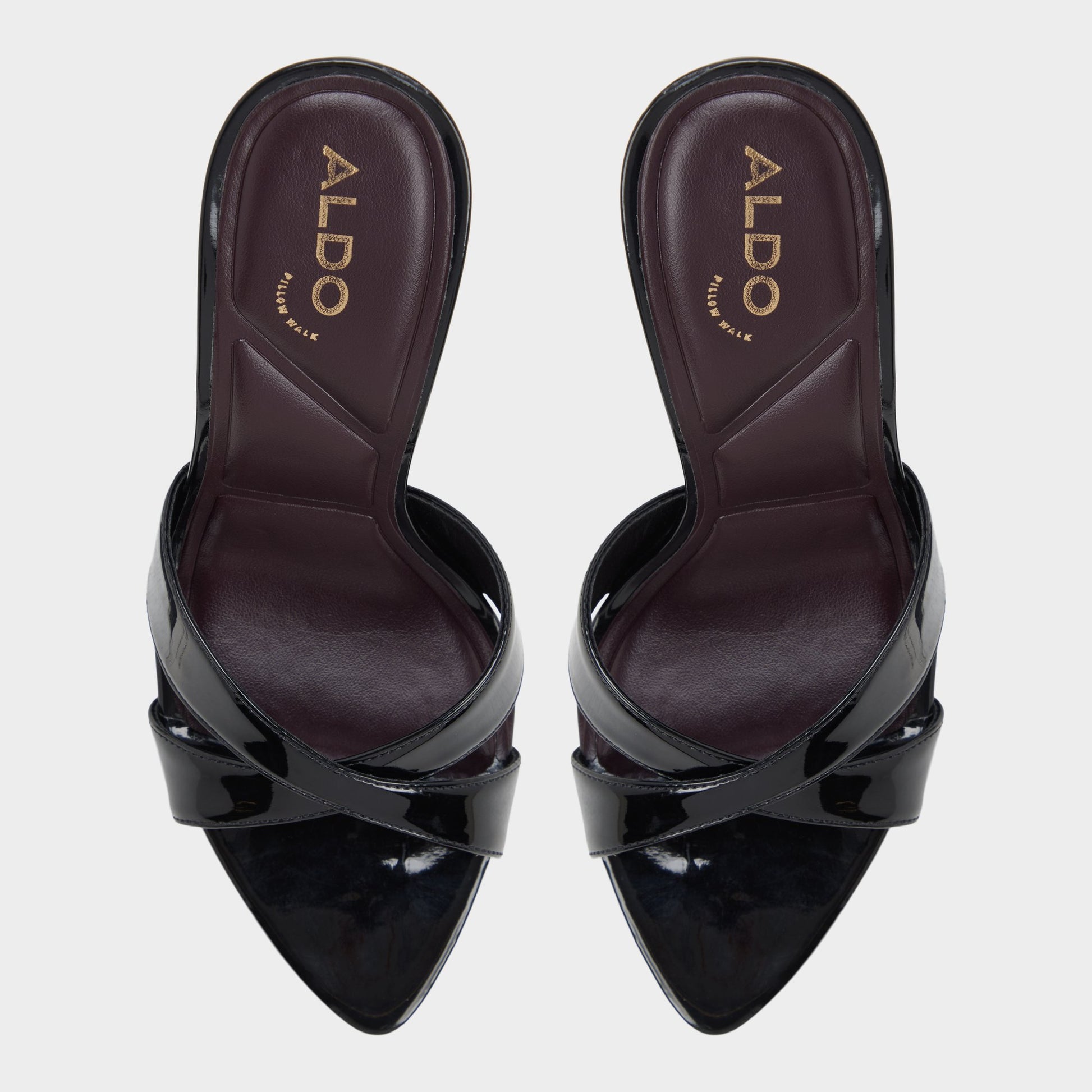 Top-down view of the Black Amandah Heeled mule