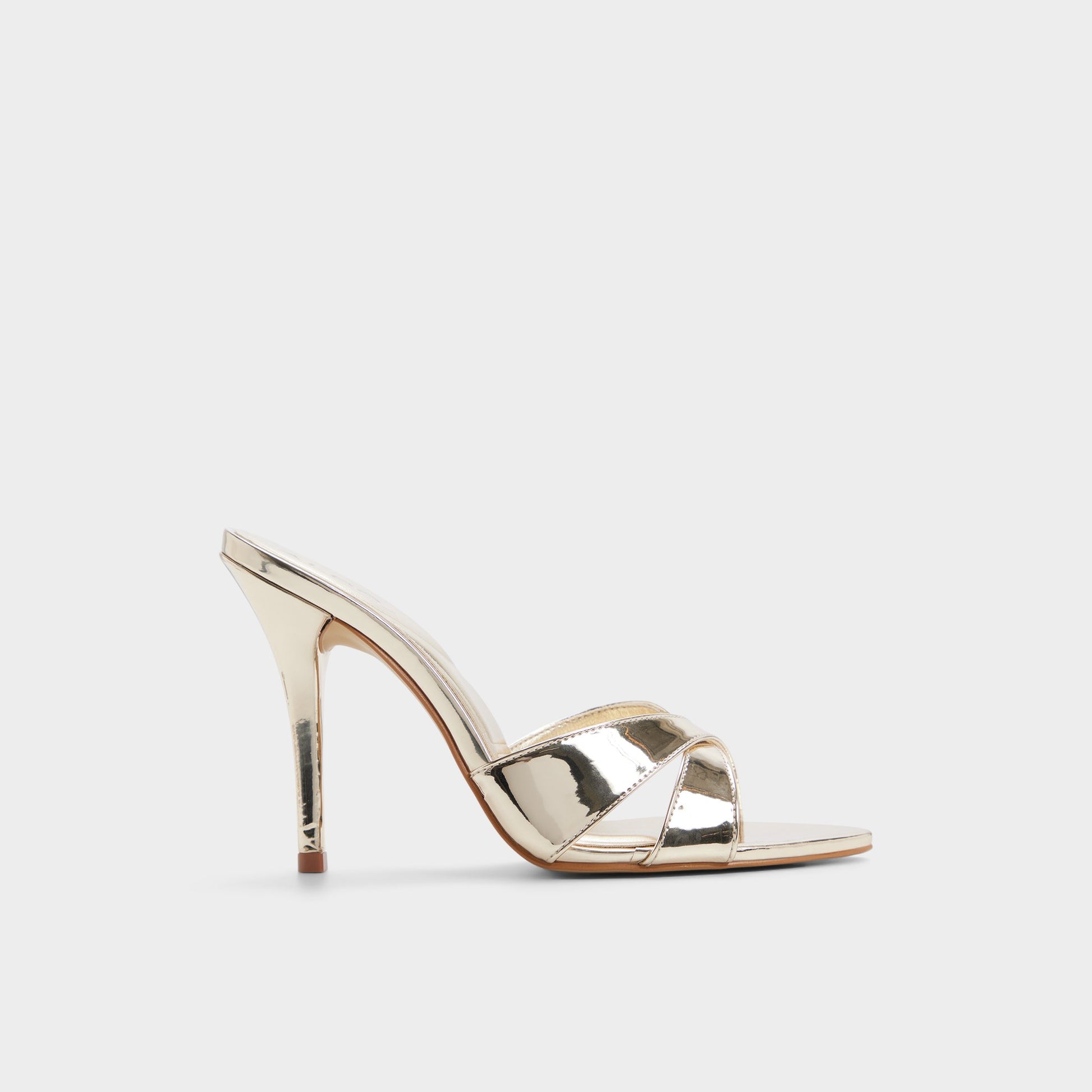 Main View of Gold Amandah Heeled mule for Womens