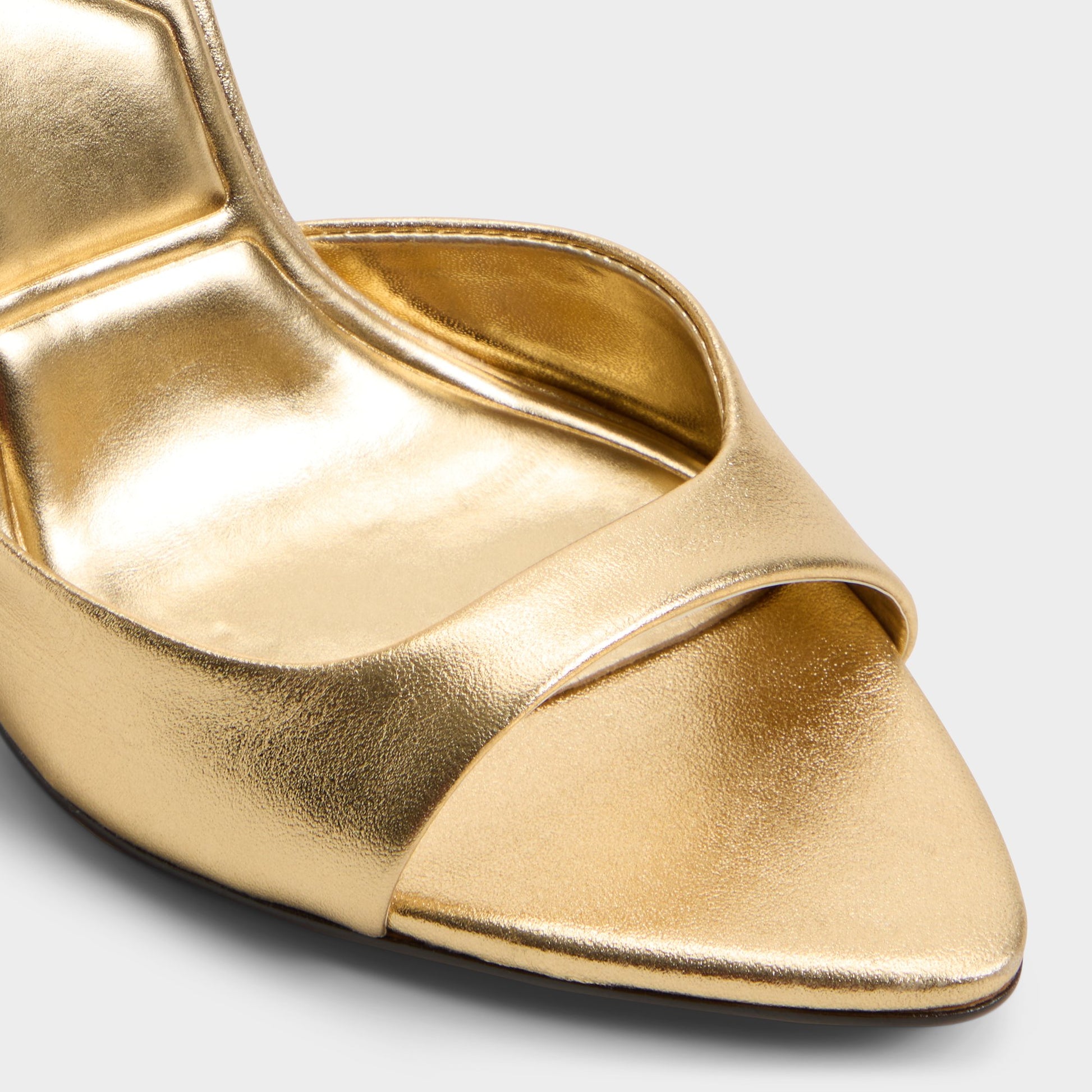 Close-up of the Gold Forevermore Strappy heeled sandal