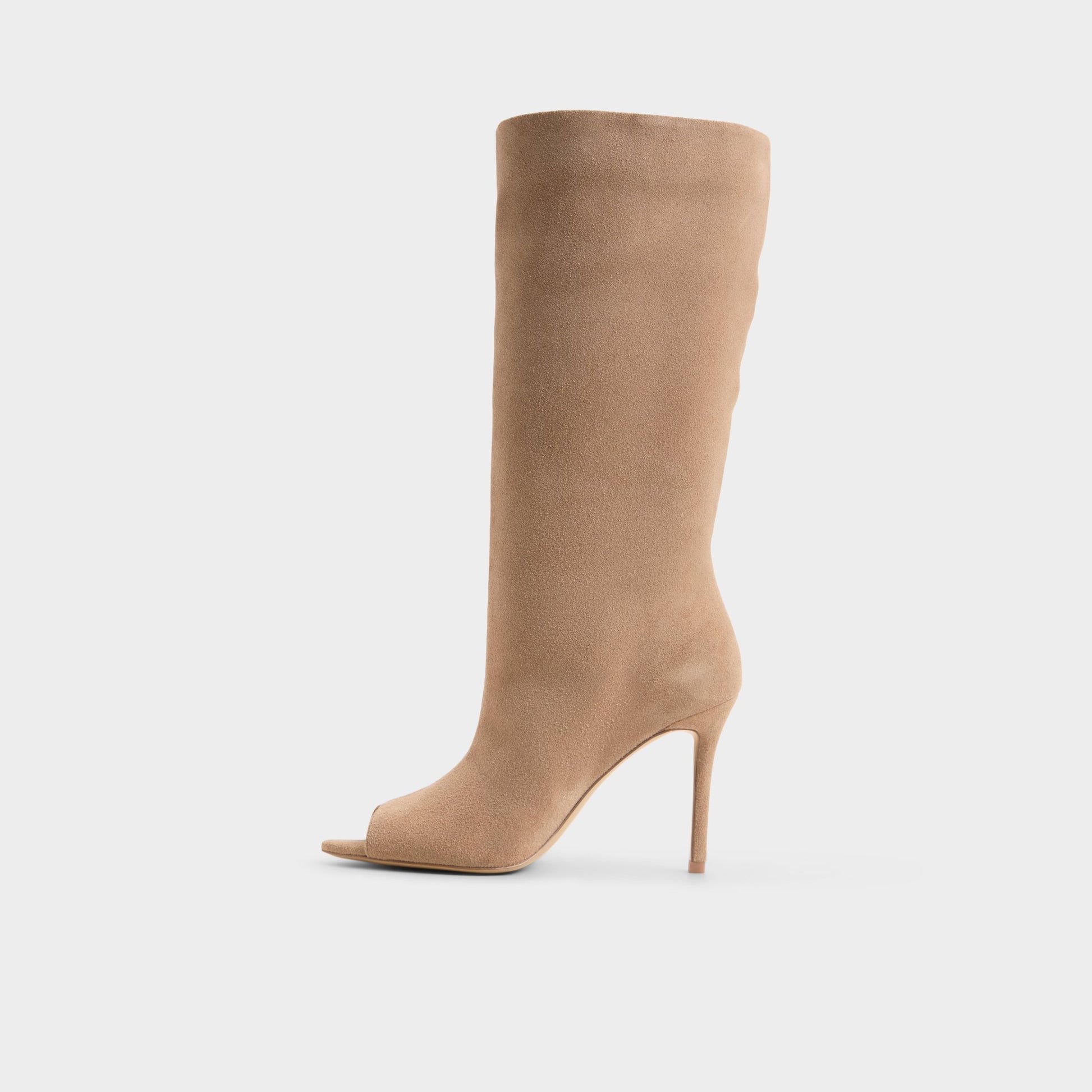 Side view of Taupe Zohey Mid-calf boot