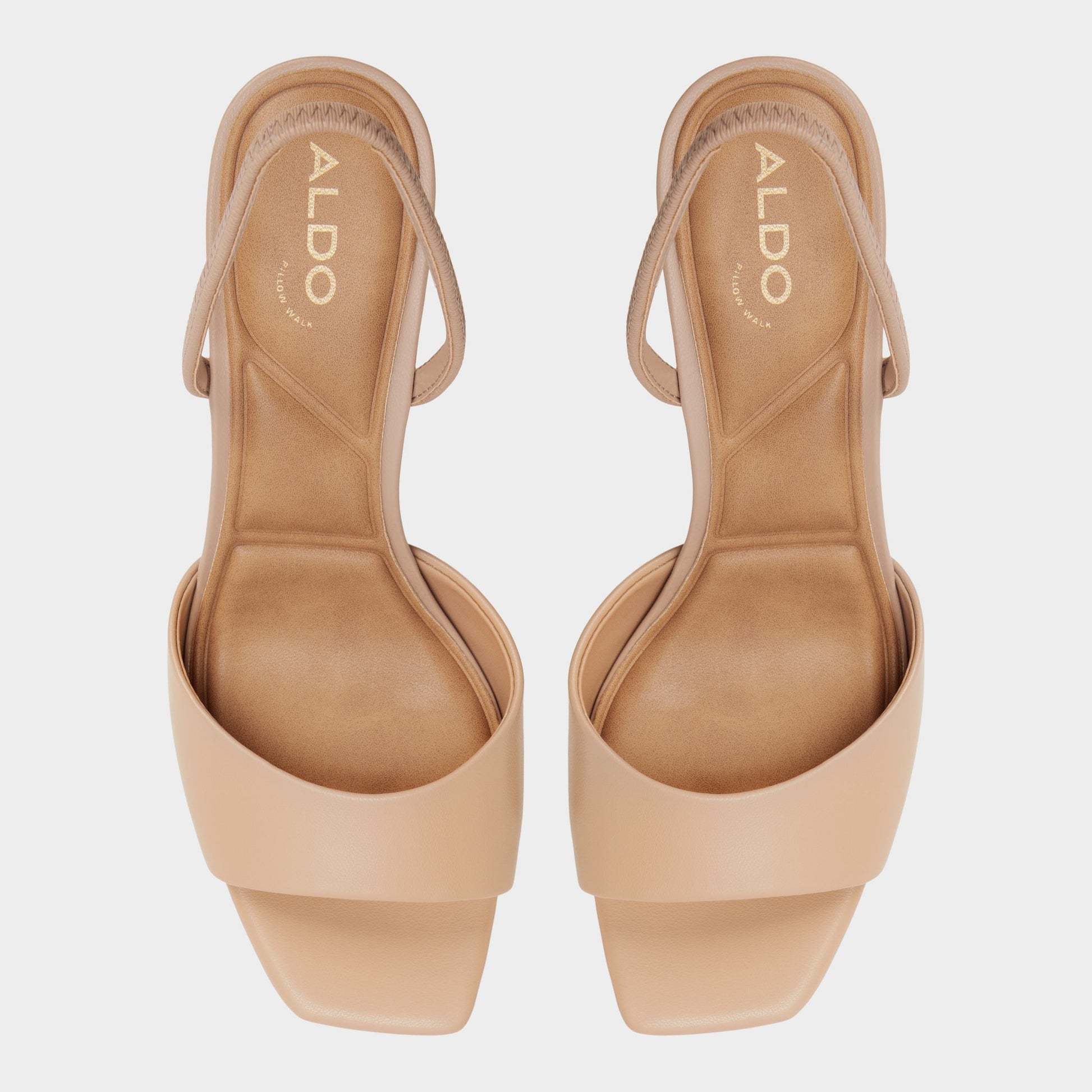 Top-down view of the Beige Andya Slingback heeled sandal