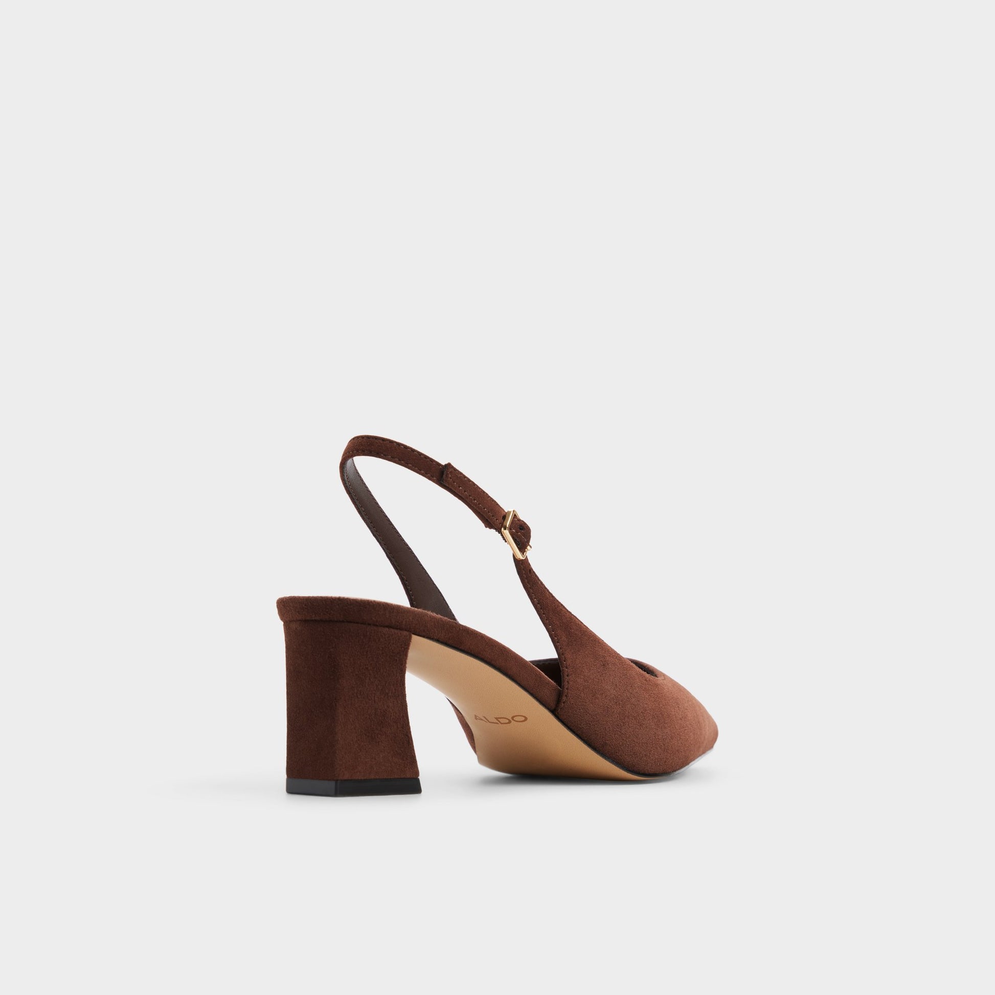 Three-quarter angle of Dark brown Alicieaa Slingback heel's back side