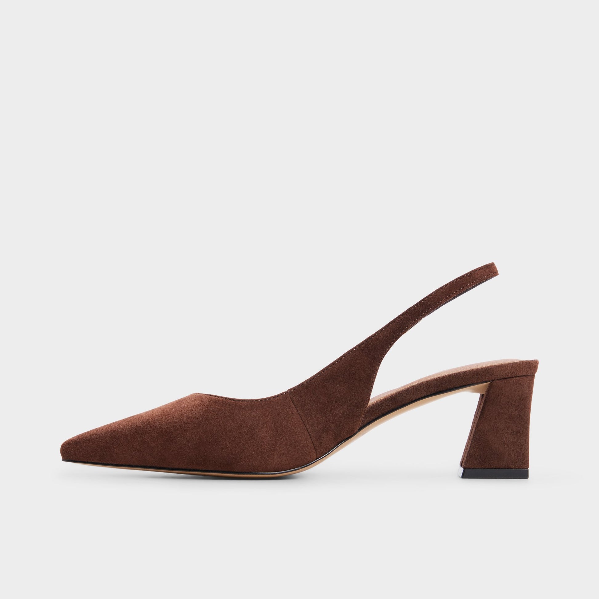 Side view of Dark brown Alicieaa Slingback heel