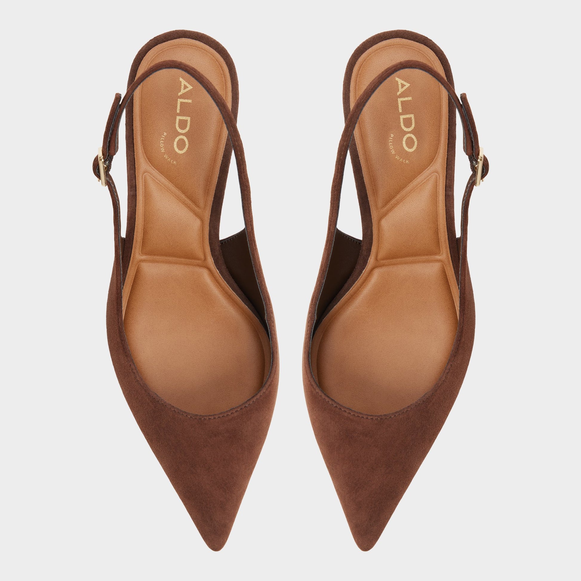 Top-down view of the Dark brown Alicieaa Slingback heel