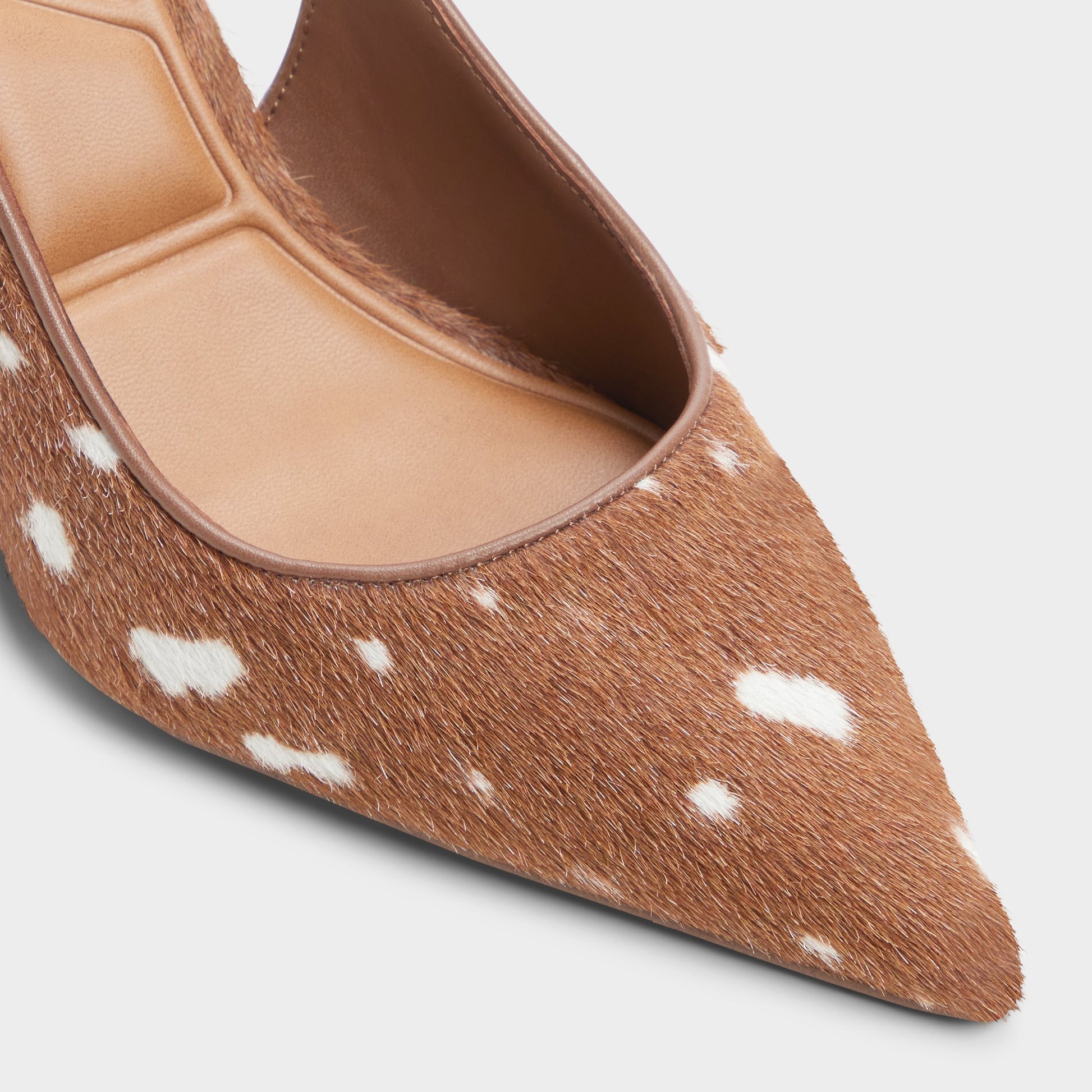 Close-up of the Open brown Seralina Slingback high heel