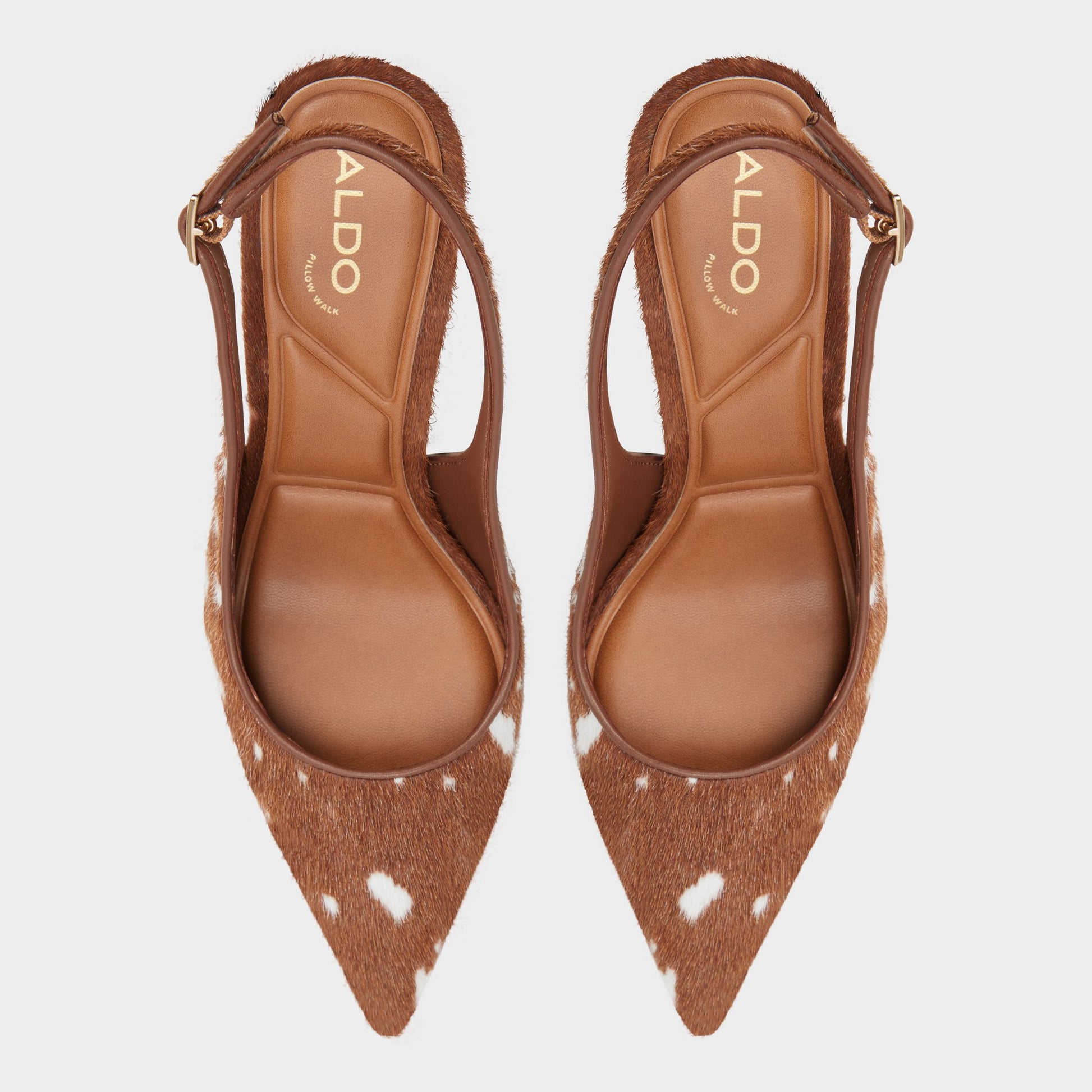 Top-down view of the Open brown Seralina Slingback high heel