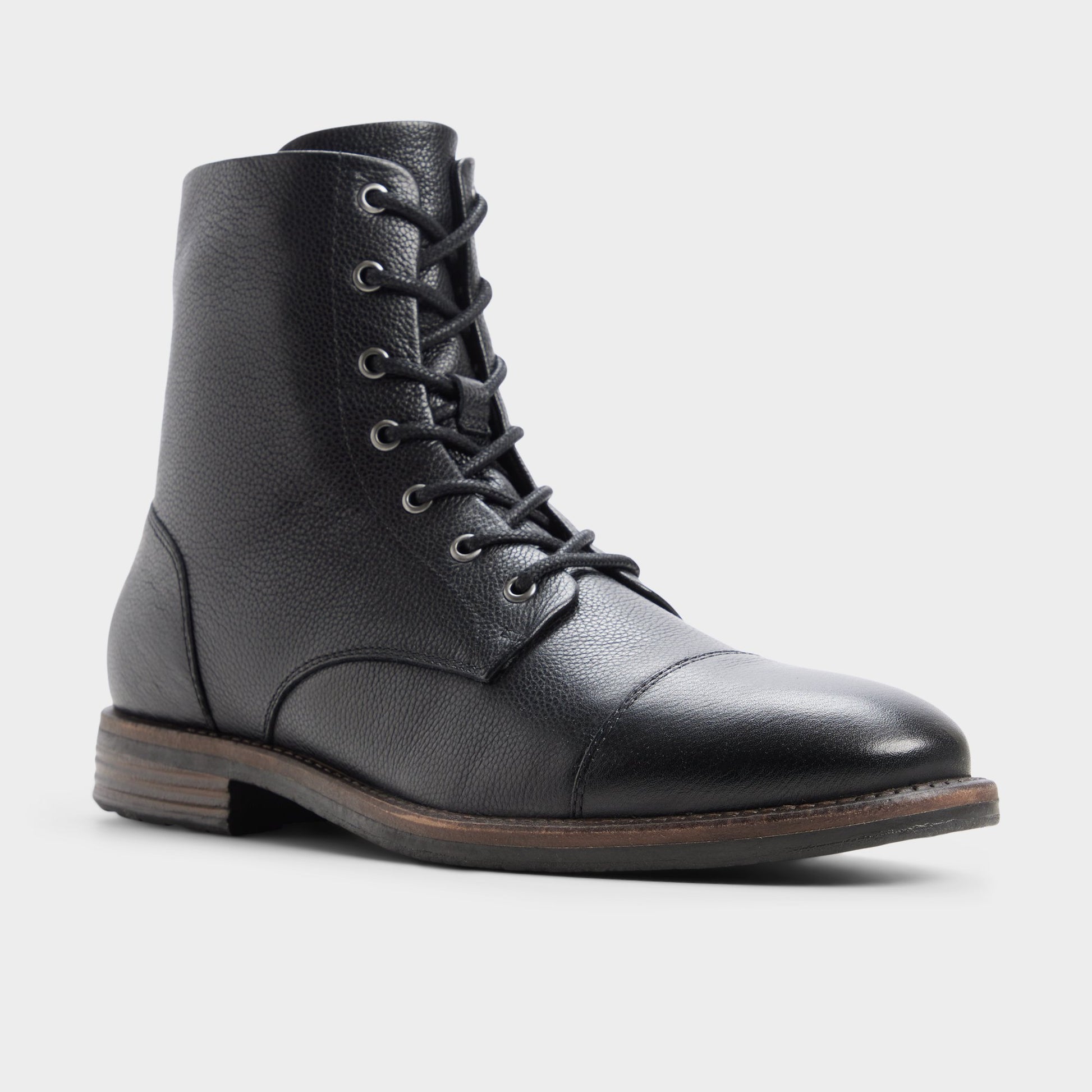Three-quarter angle of Black Lazzar Lace-up boot's back side
