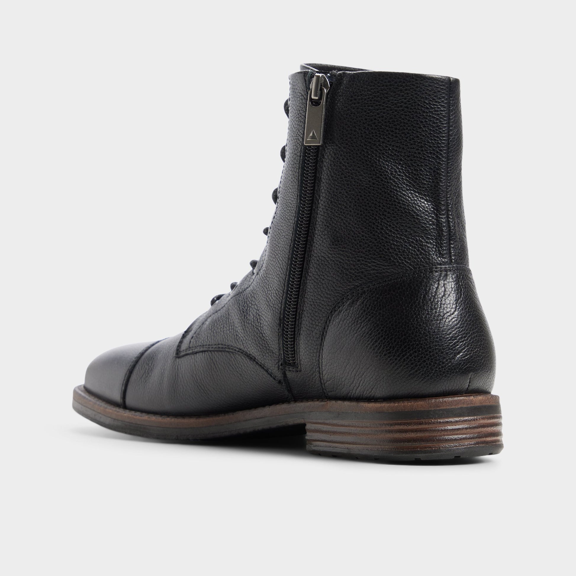 Side view of Black Lazzar Lace-up boot