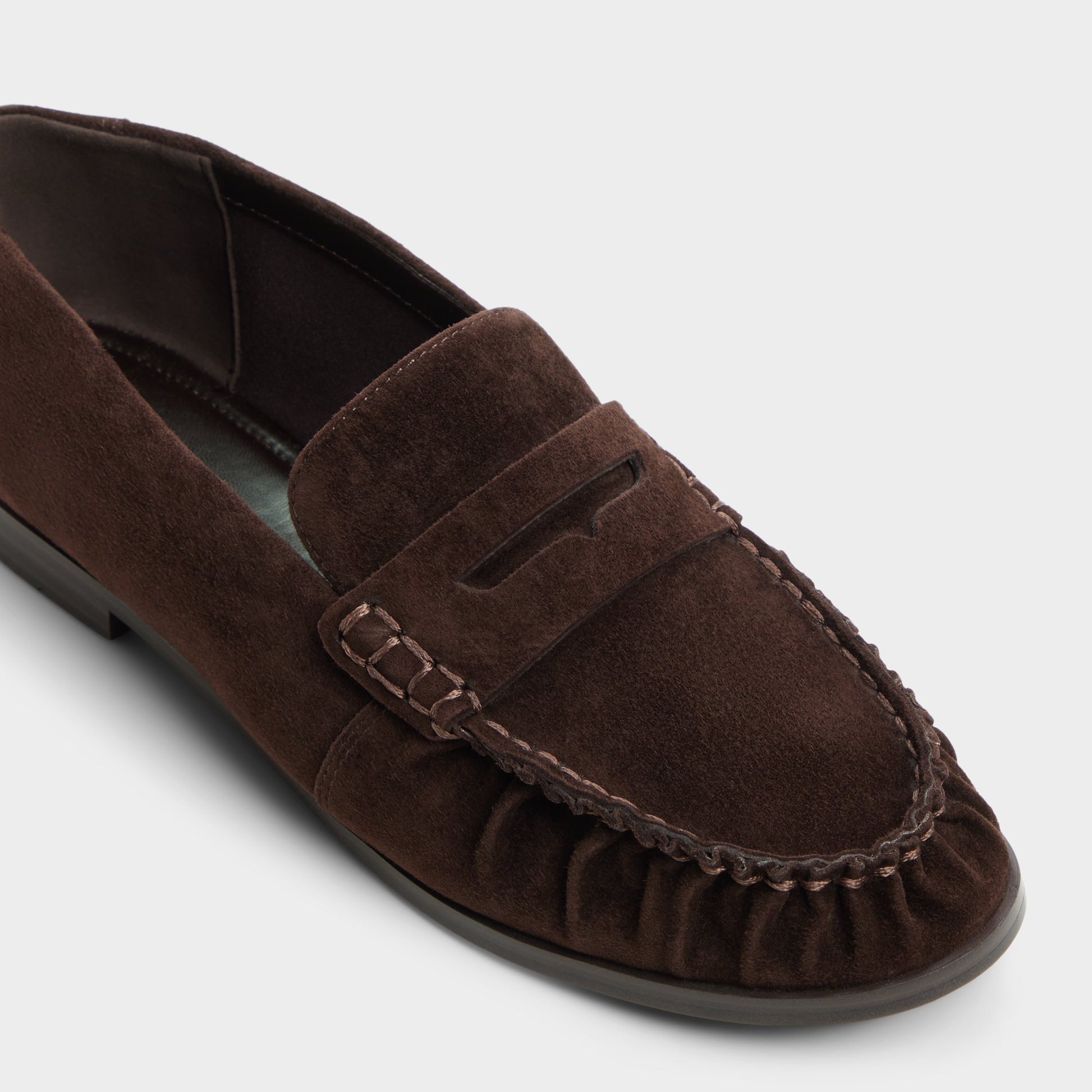 Three-quarter angle of Dark brown Veviane Loafer's front side