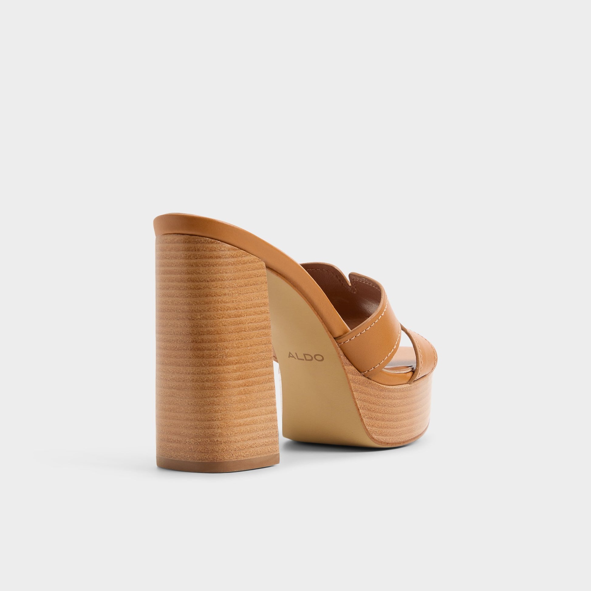 Three-quarter angle of Medium brown Itplatform Heeled mule's back side